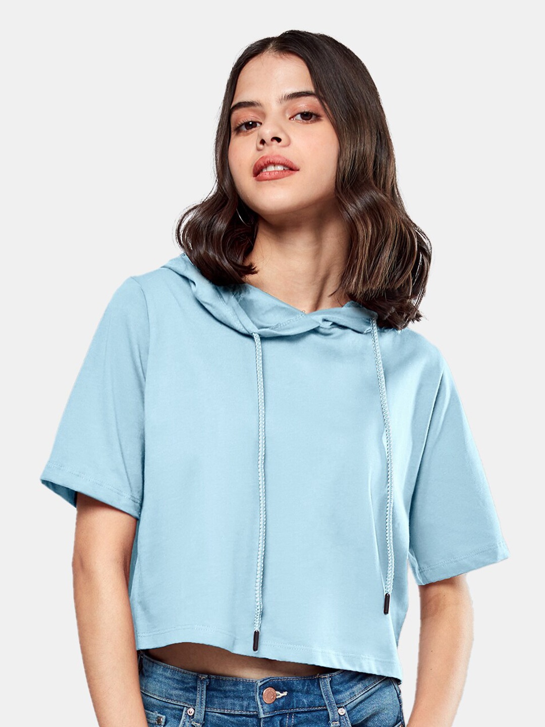 

The Souled Store Women hooded Blue T-shirt