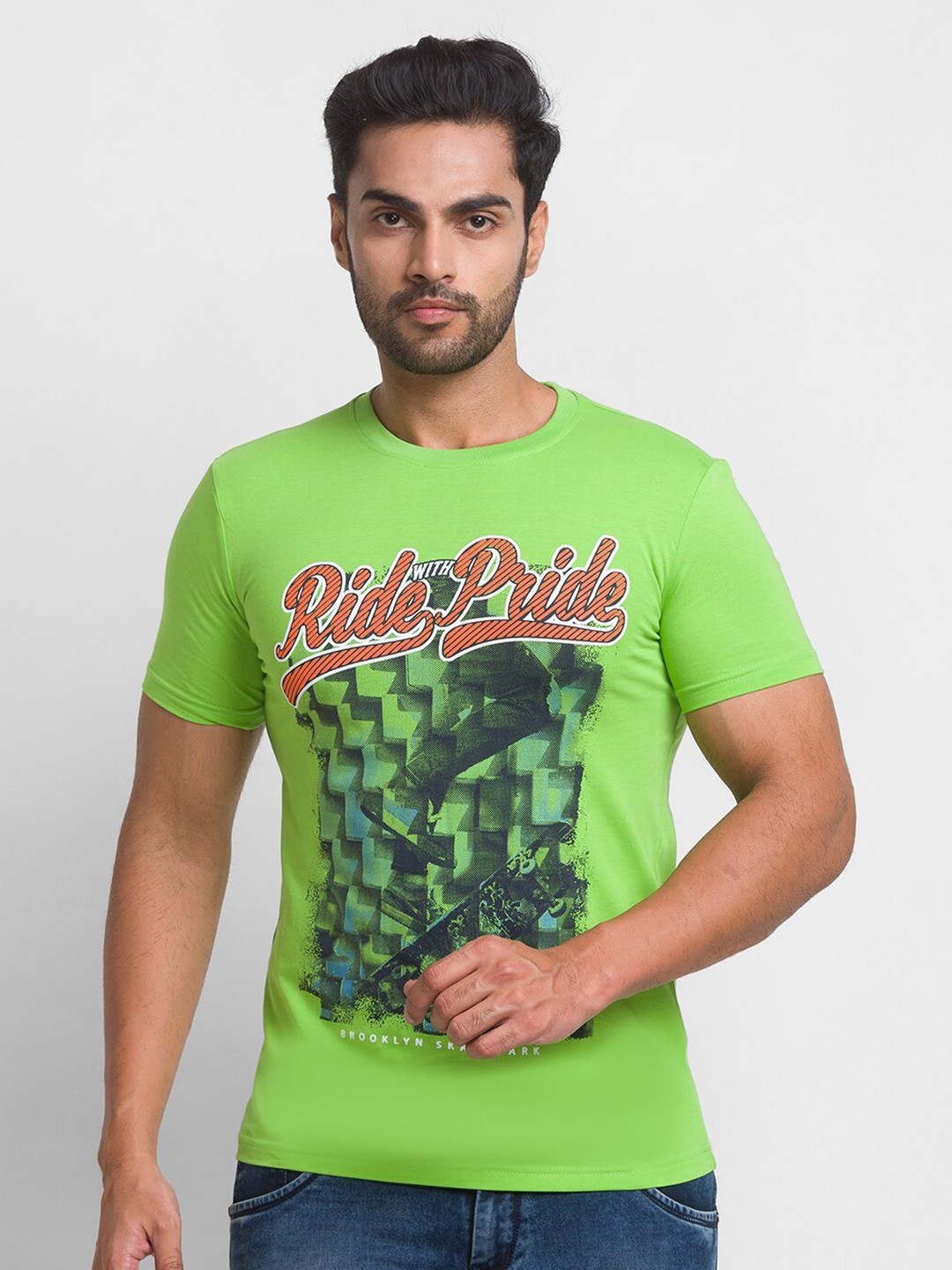 

Globus Men Green Printed T-shirt
