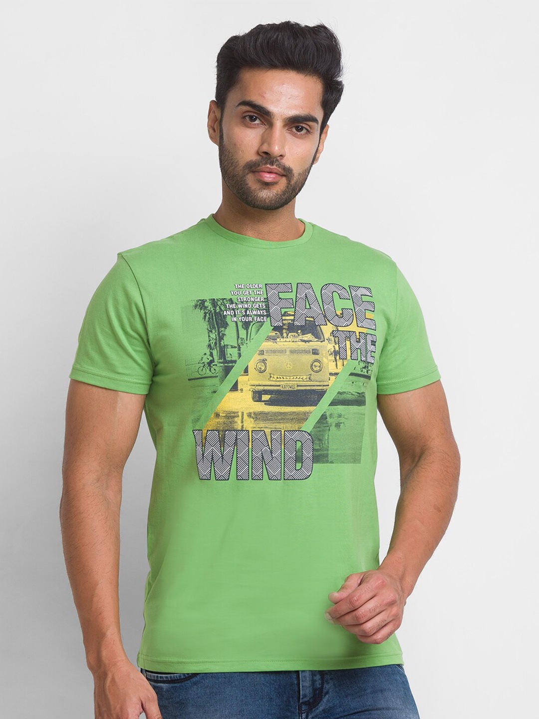 

Globus Men Green Graphic Printed T-shirt