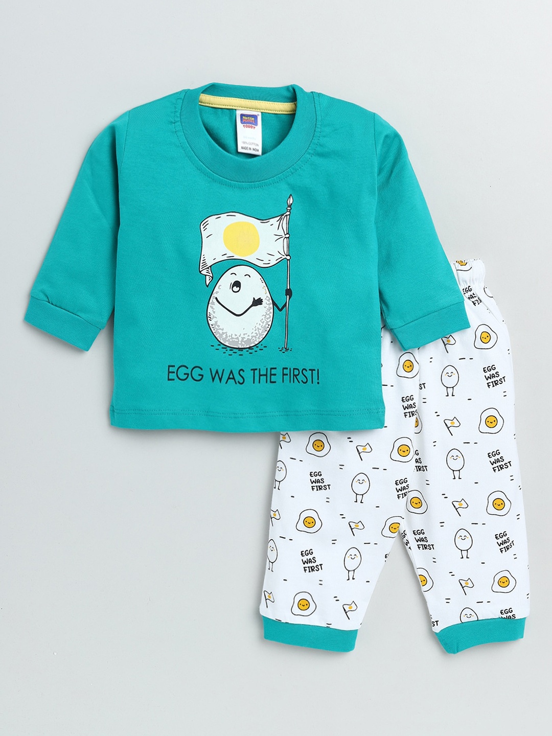 

Nottie Planet Boys Blue & White Printed T-shirt with Trousers