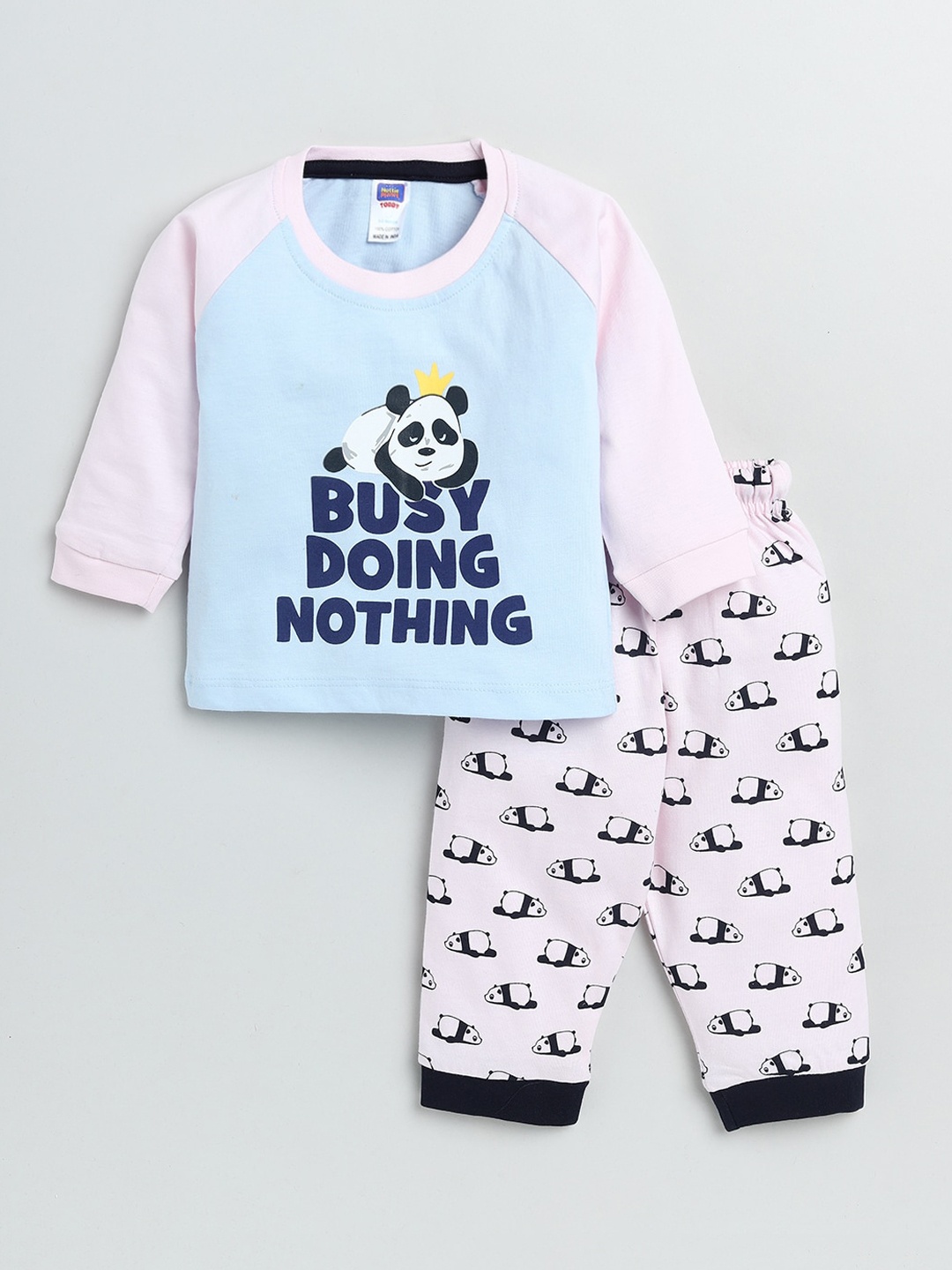 

Nottie Planet Boys Pink & Blue Printed Pure Cotton T-shirt with Pyjamas