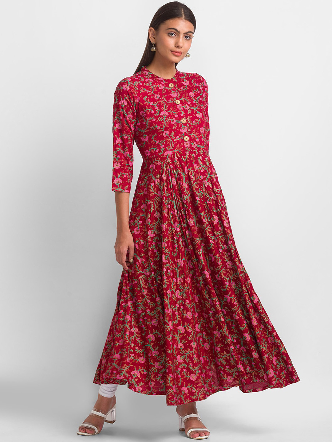 

Globus Women Maroon Floral Printed Anarkali Kurta