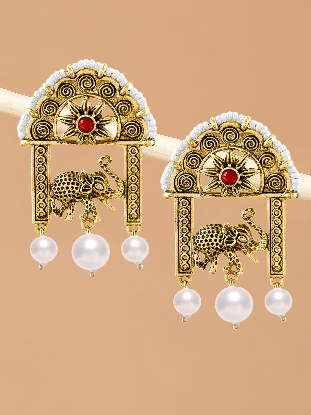 

OOMPH Gold-Toned Floral Drop Earrings