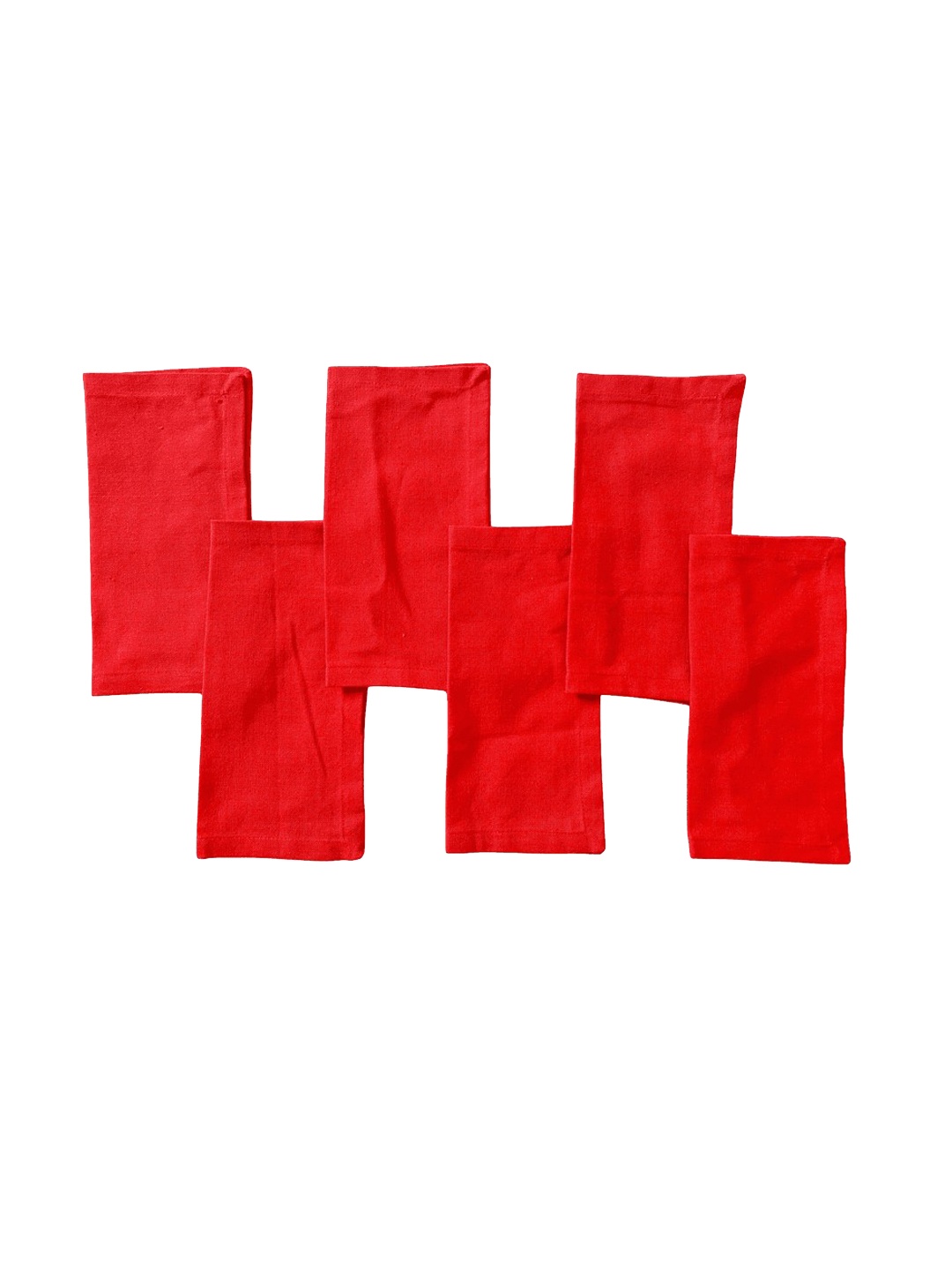 

Lushomes Set of 6 Red Solid Cotton Table Napkins