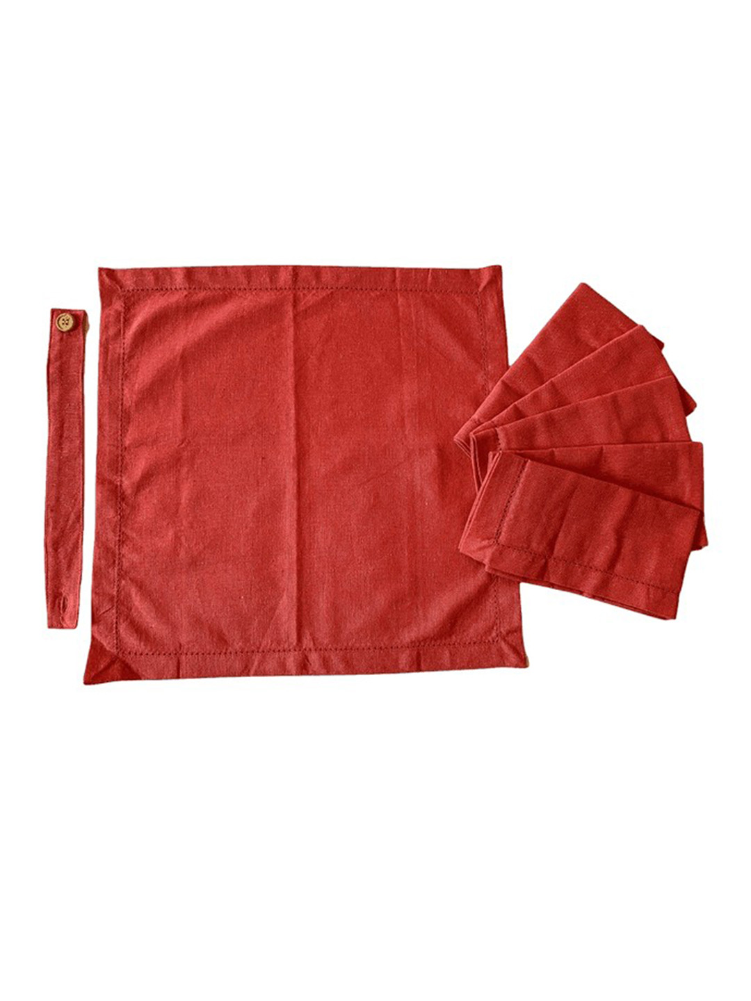 

Lushomes Pack Of 6 Pink Solid Table Napkins, Red