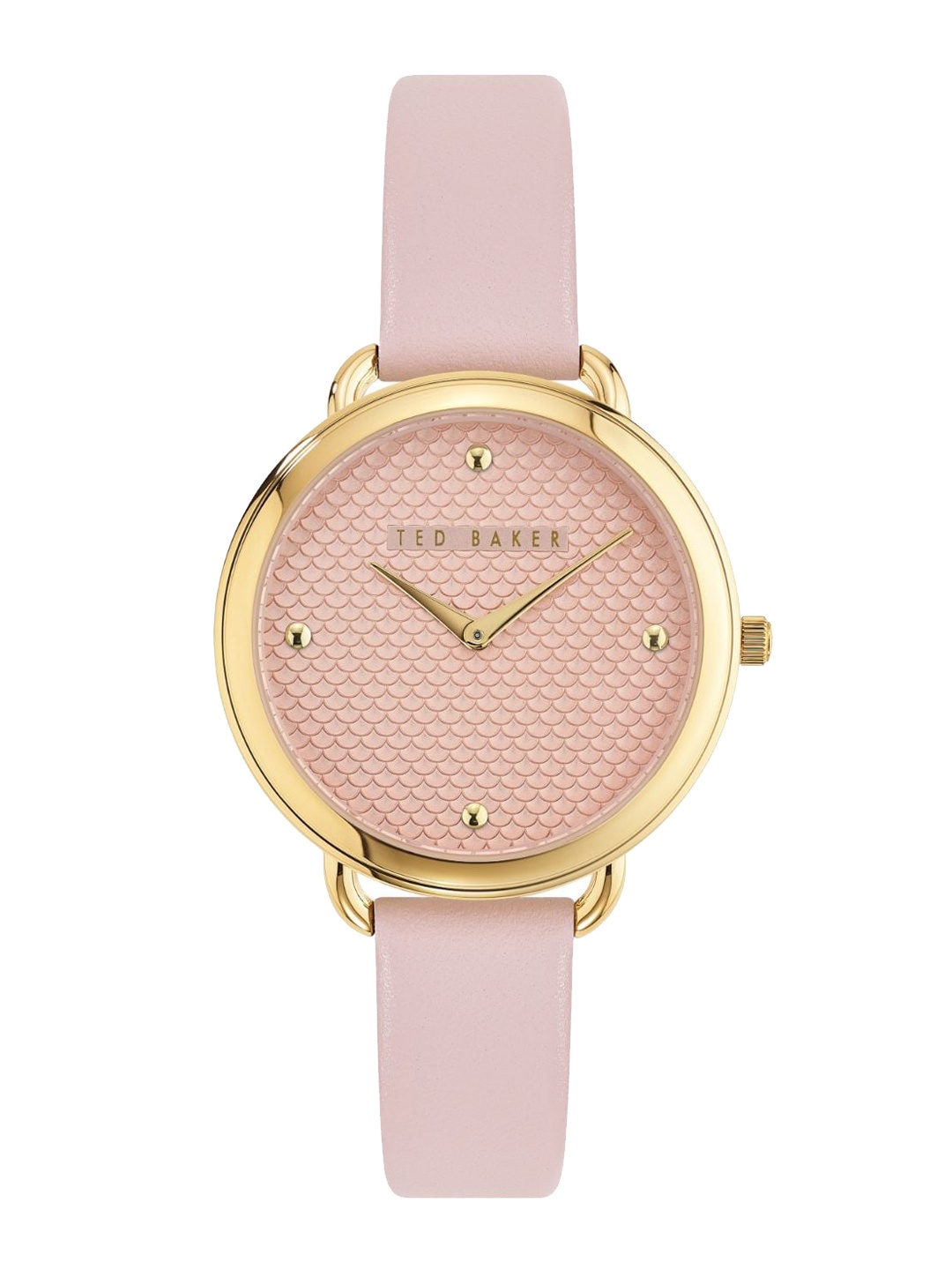 

Ted Baker Women Pink Dial & Gold Toned Stainless Steel Straps Analogue Watch