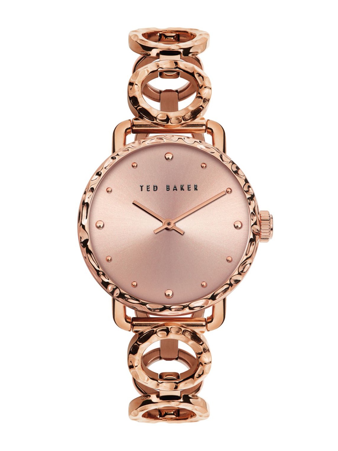 

Ted Baker Women Rose Gold-Toned Embellished Dial & Rose Gold Toned Stainless Steel Bracelet Style Straps Watch