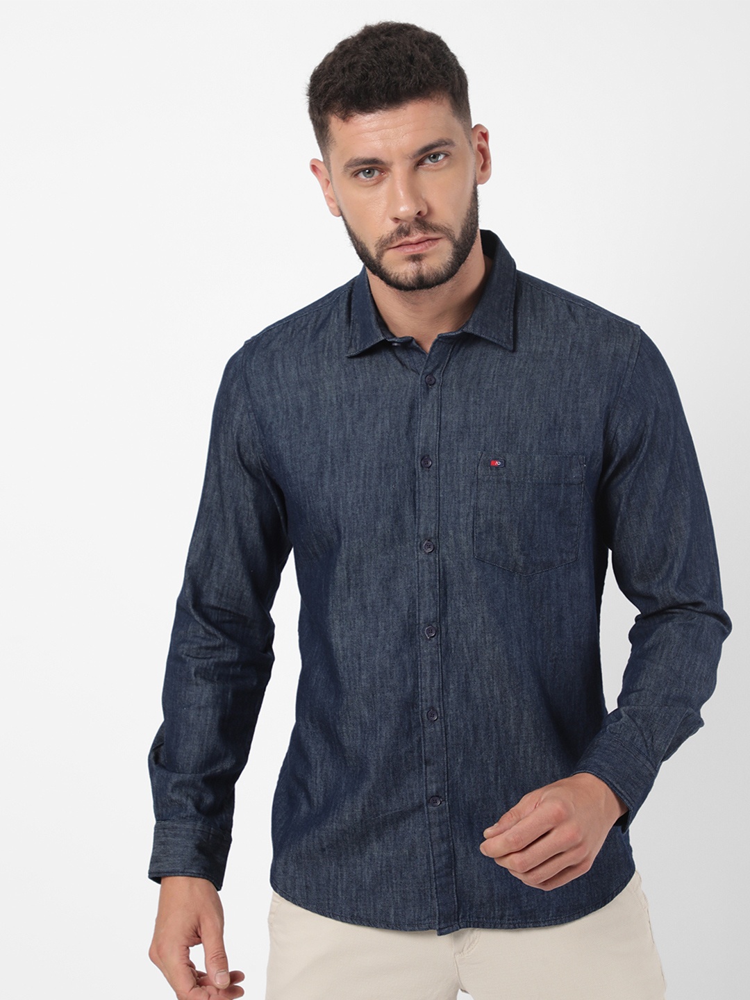 

AD By Arvind Men Navy Blue Slim Fit Casual Shirt