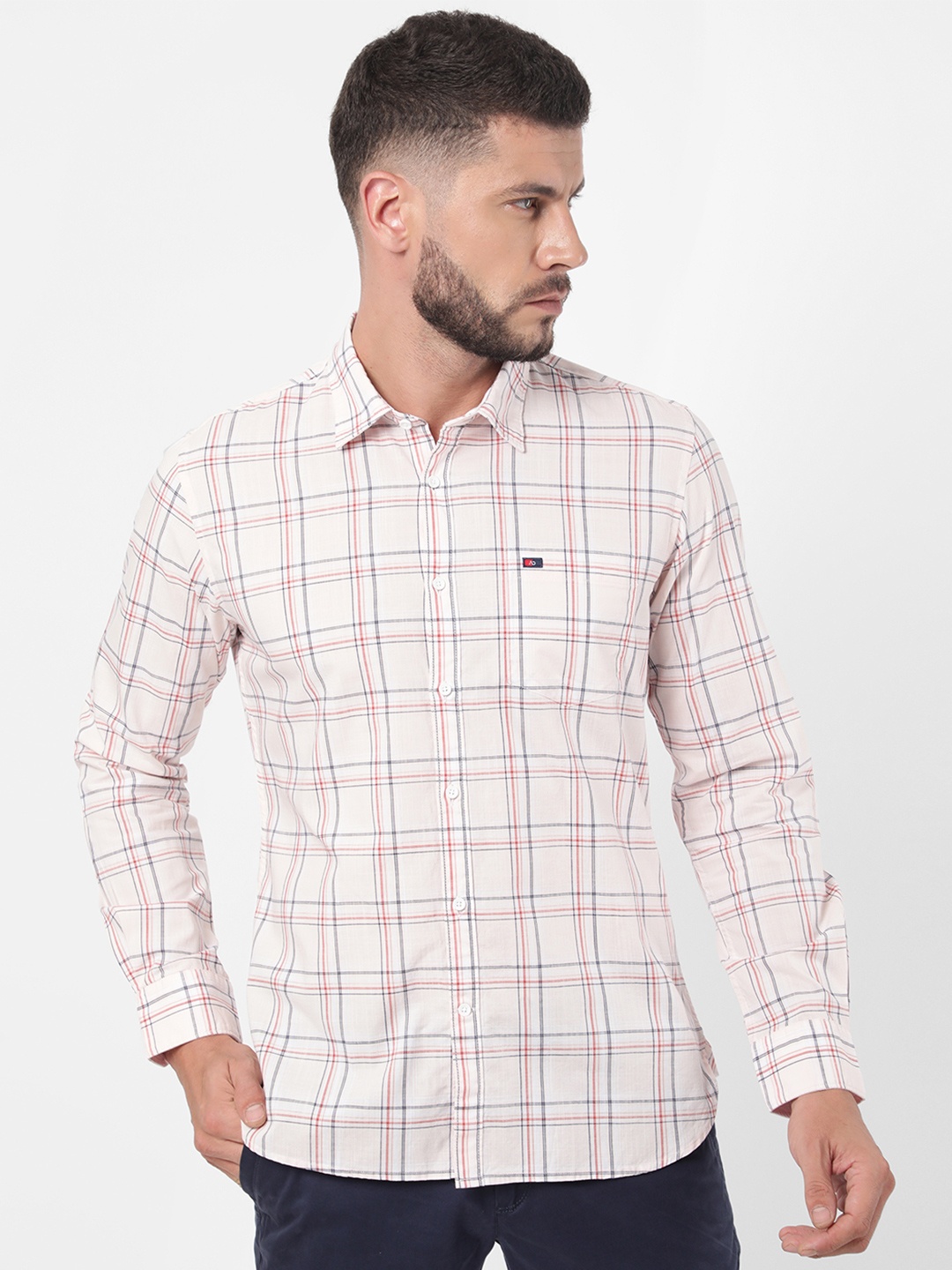 

AD By Arvind Men Pink Slim Fit Tartan Checks Checked Casual Shirt