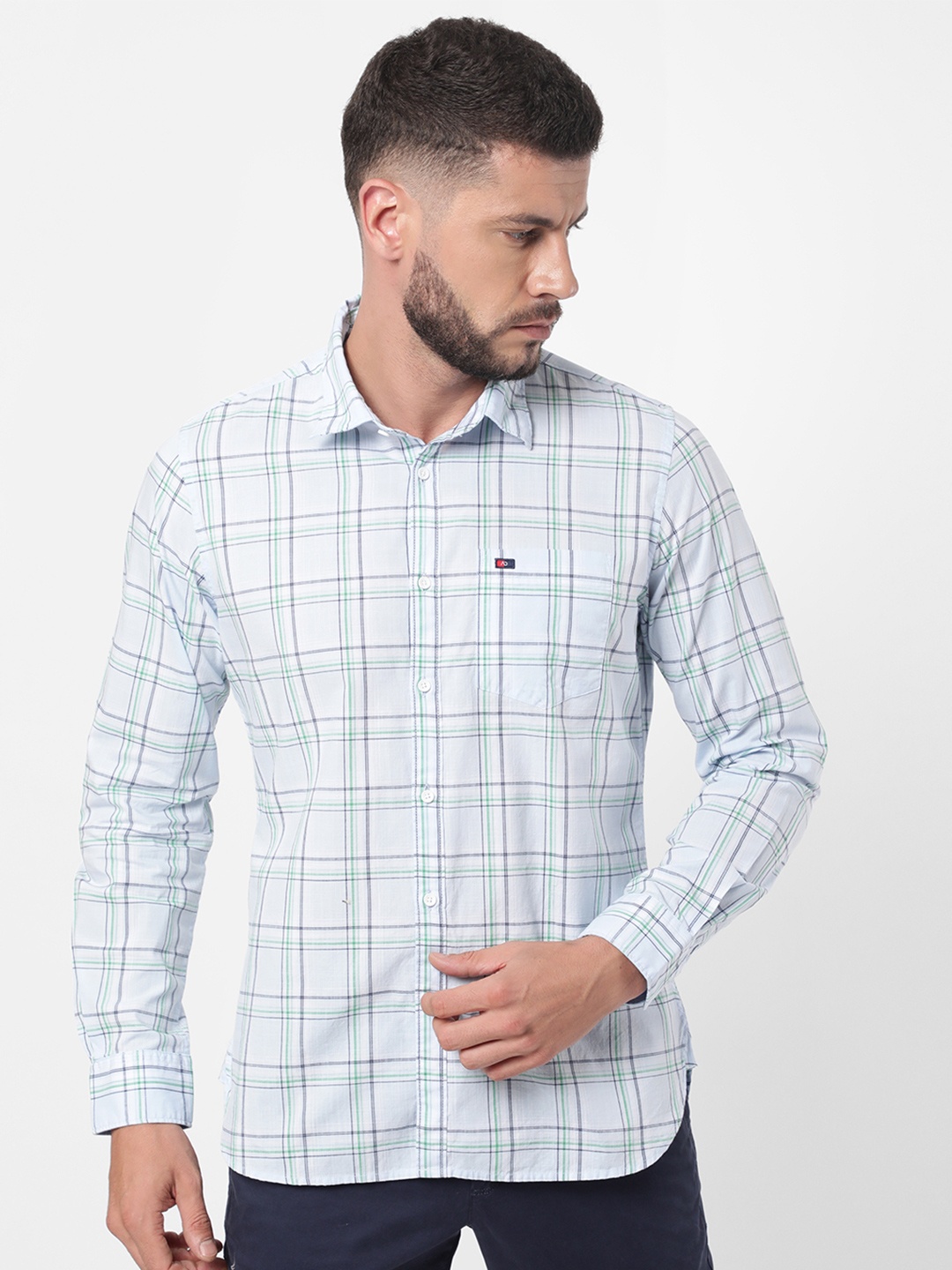 

AD By Arvind Men Blue Slim Fit Tartan Checks Checked Casual Shirt