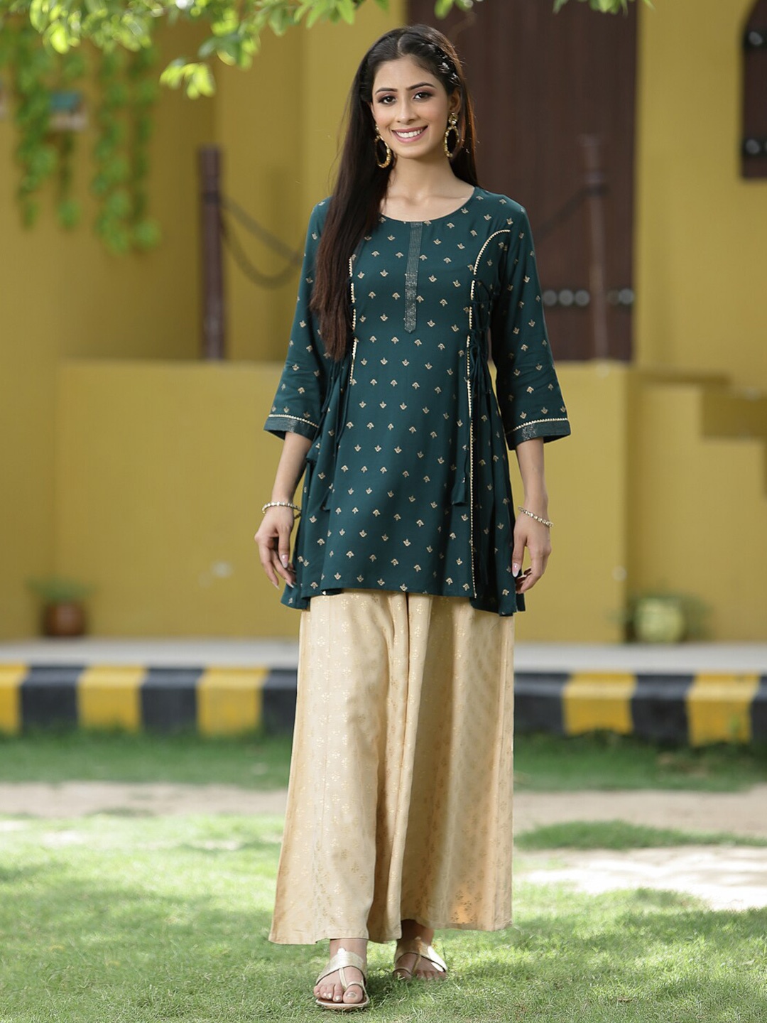 

Juniper Green & Beige Printed Tunic