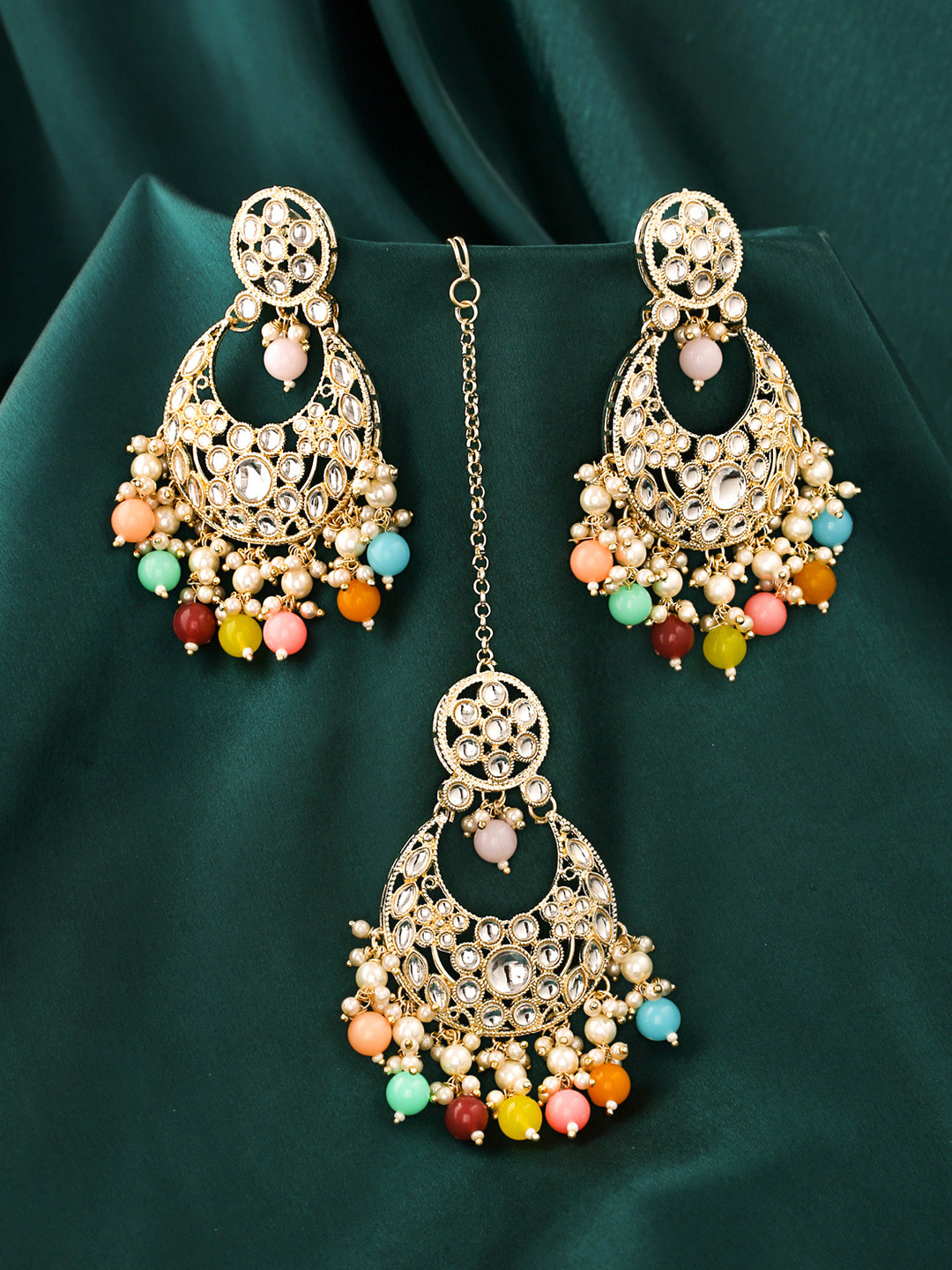 

Yellow Chimes Women Multicoloured Contemporary Chandbalis Earrings, Multi