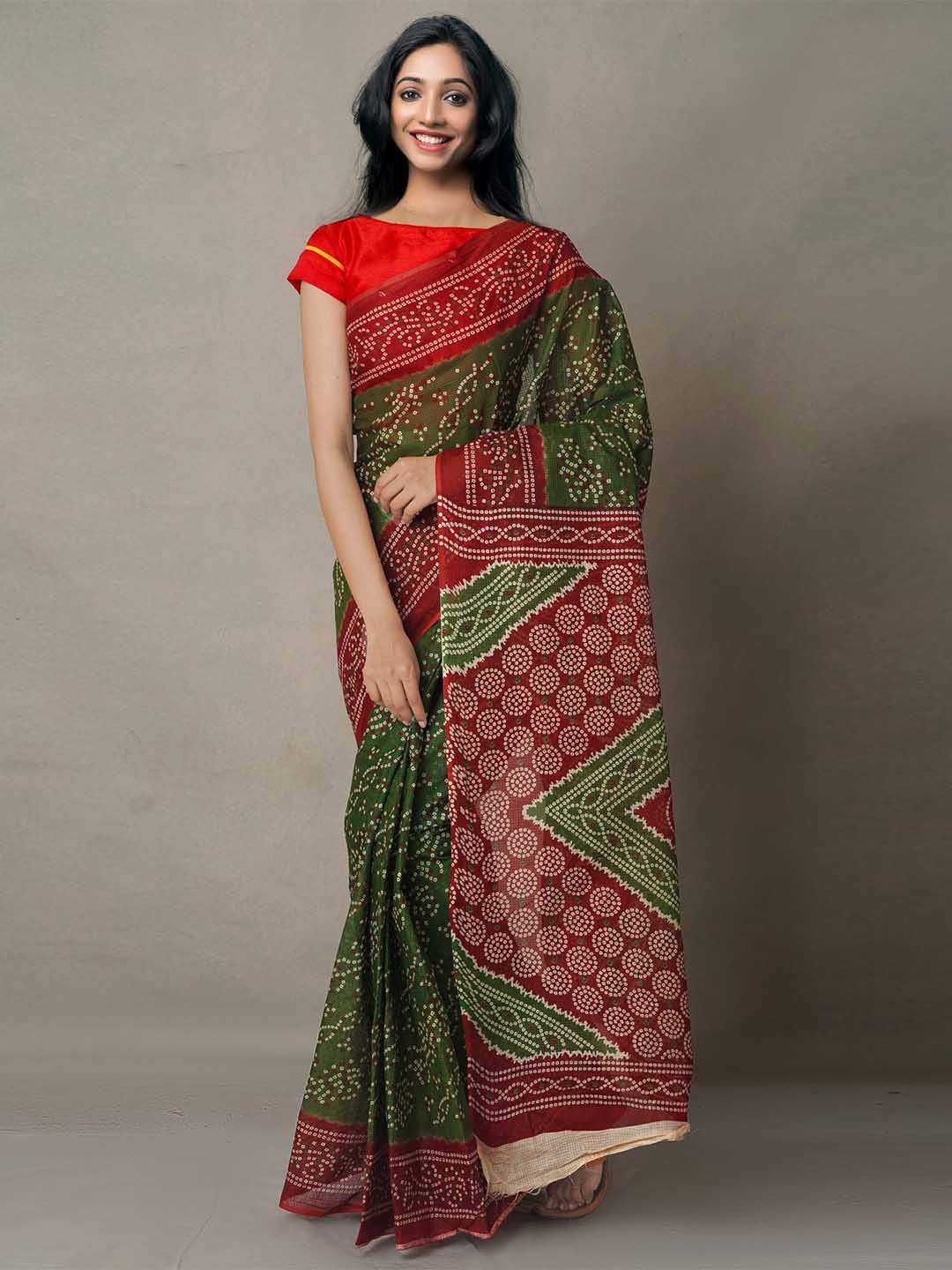 

Unnati Silks Green & Maroon Ethnic Motifs Pure Cotton Kota Saree