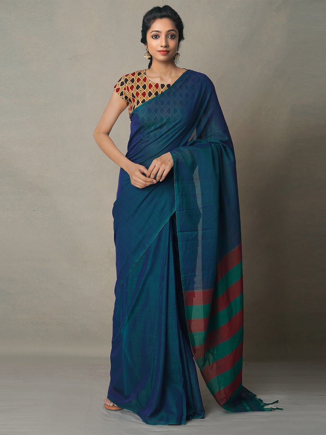 

Unnati Silks Green & Maroon Pure Cotton Narayan Peth Saree
