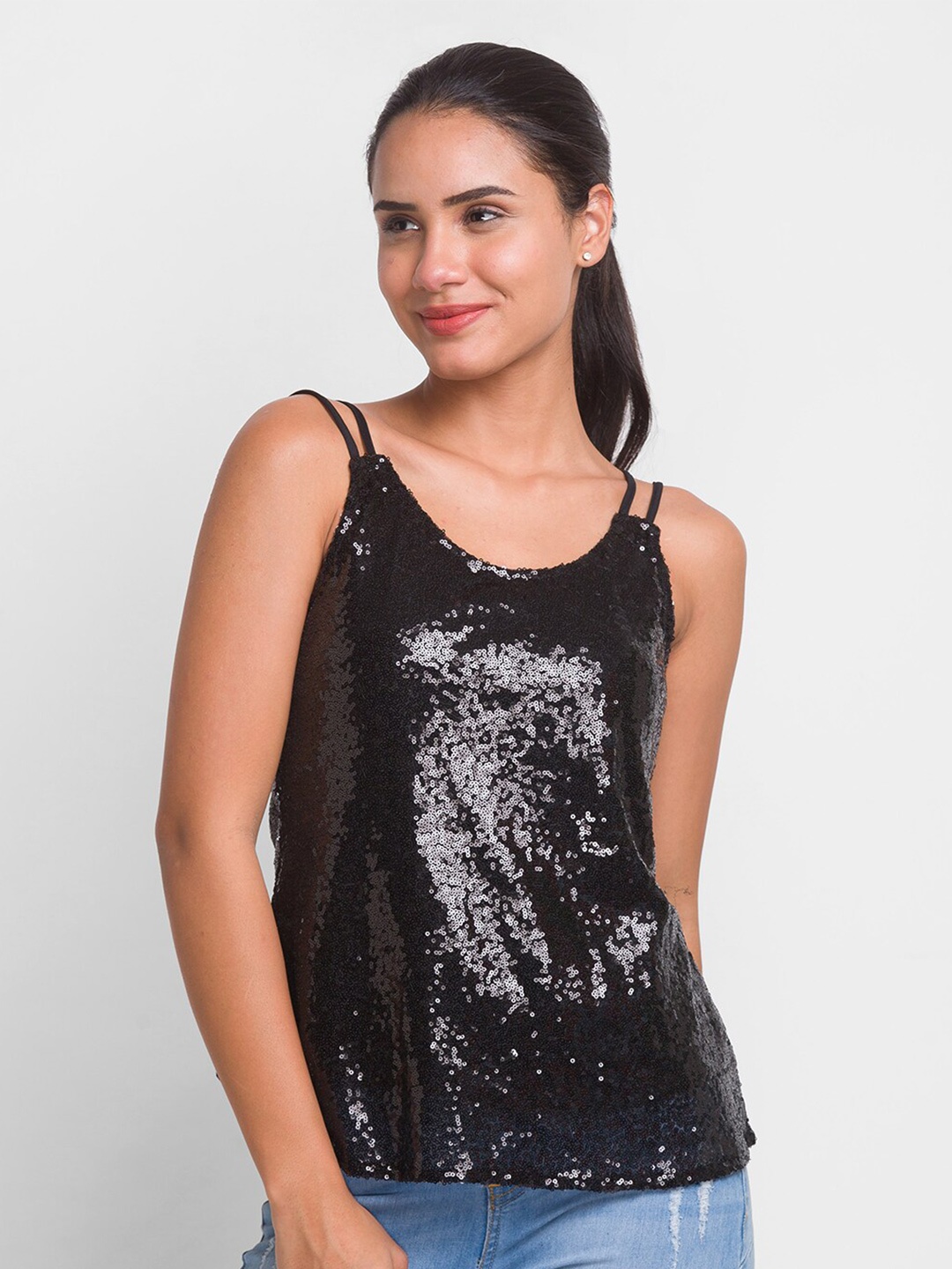 

Globus Women Black Embellished Top