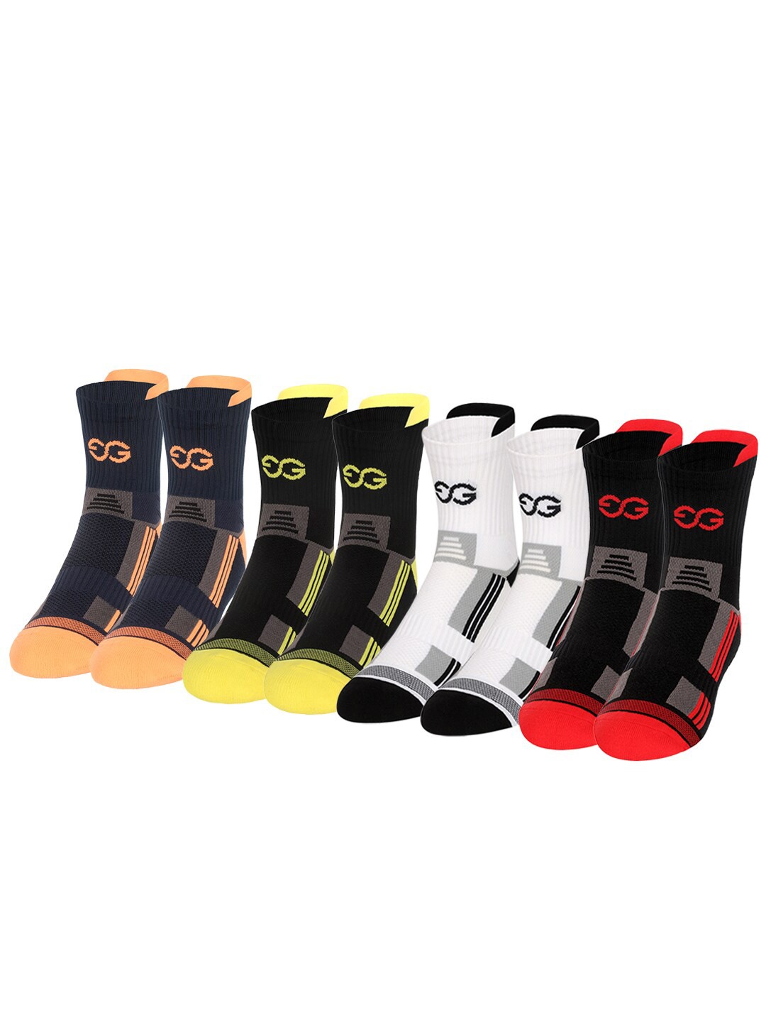 

SuperGear Men Marathon Running Pack of 4 Ankle Length Cotton Sports Socks, Orange