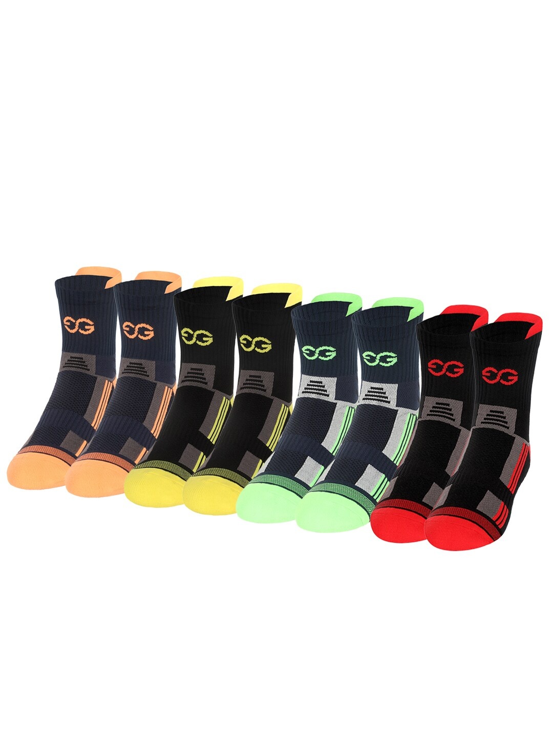 

SuperGear Men Marathon Running Pack of 4 Ankle Length Cotton Sports Socks, Black