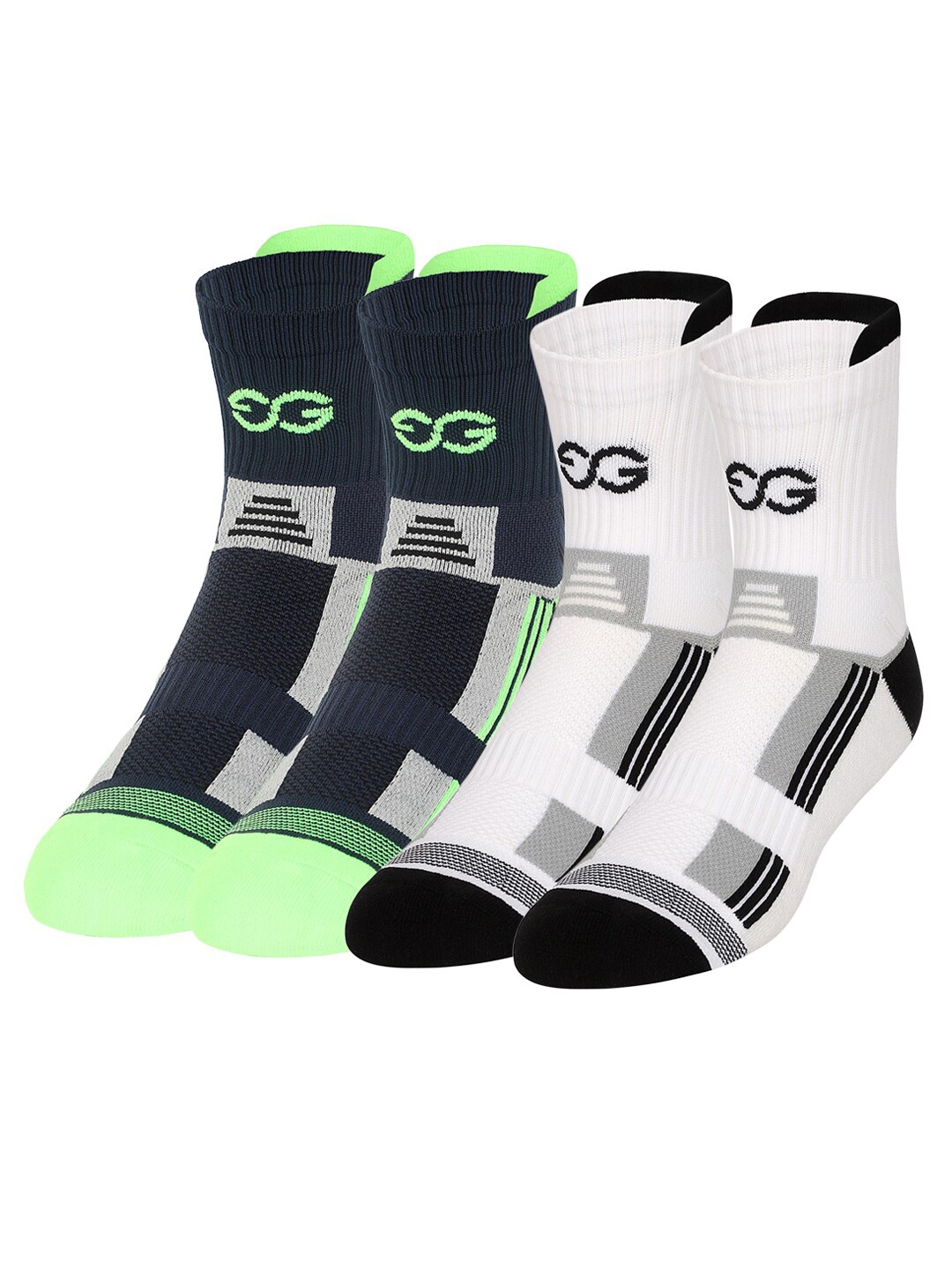 

SuperGear Men Marathon Running Pack of 2 Ankle Length Cotton Sports Socks, Green