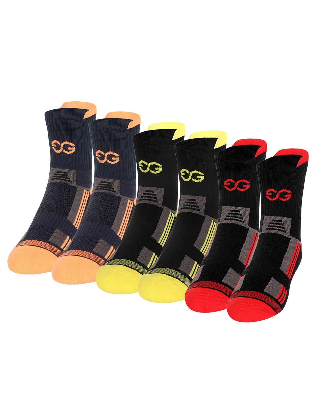 

SuperGear Men Marathon Running Pack of 3 Ankle Length Cotton Sports Socks, Black