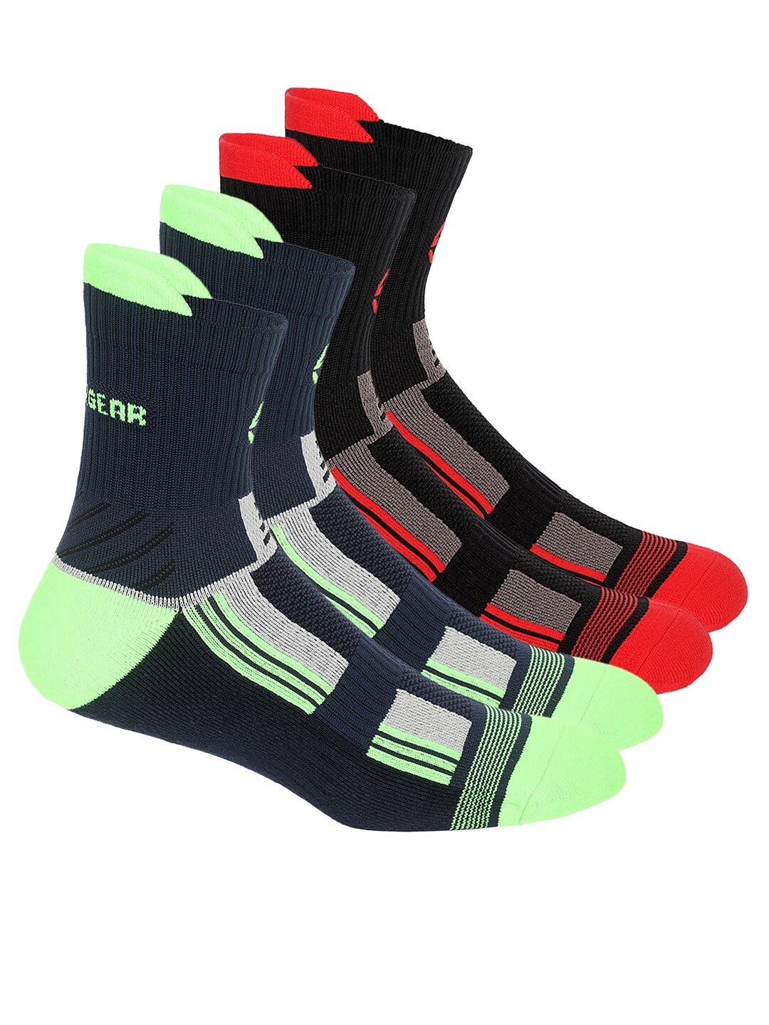 

SuperGear Men Marathon Running Pack of 2 Ankle Length Cotton Sports Socks, Green