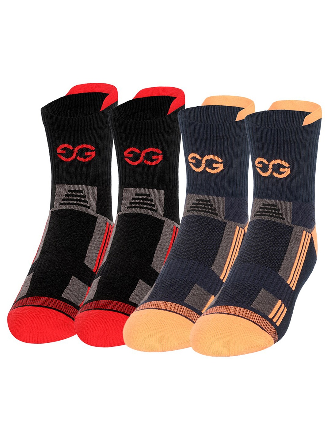 

SuperGear Men Marathon Running Pack of 4 Ankle Length Cotton Sports Socks, Red