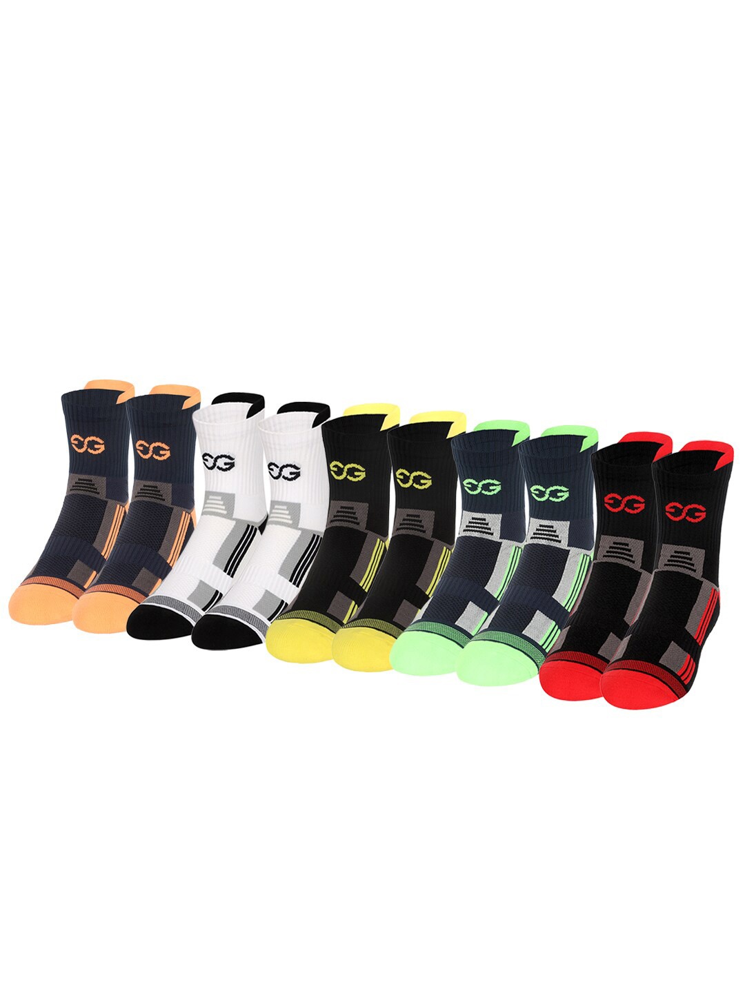 

SuperGear Men Marathon Running Pack of 5 Ankle Length Cotton Sports Socks, White