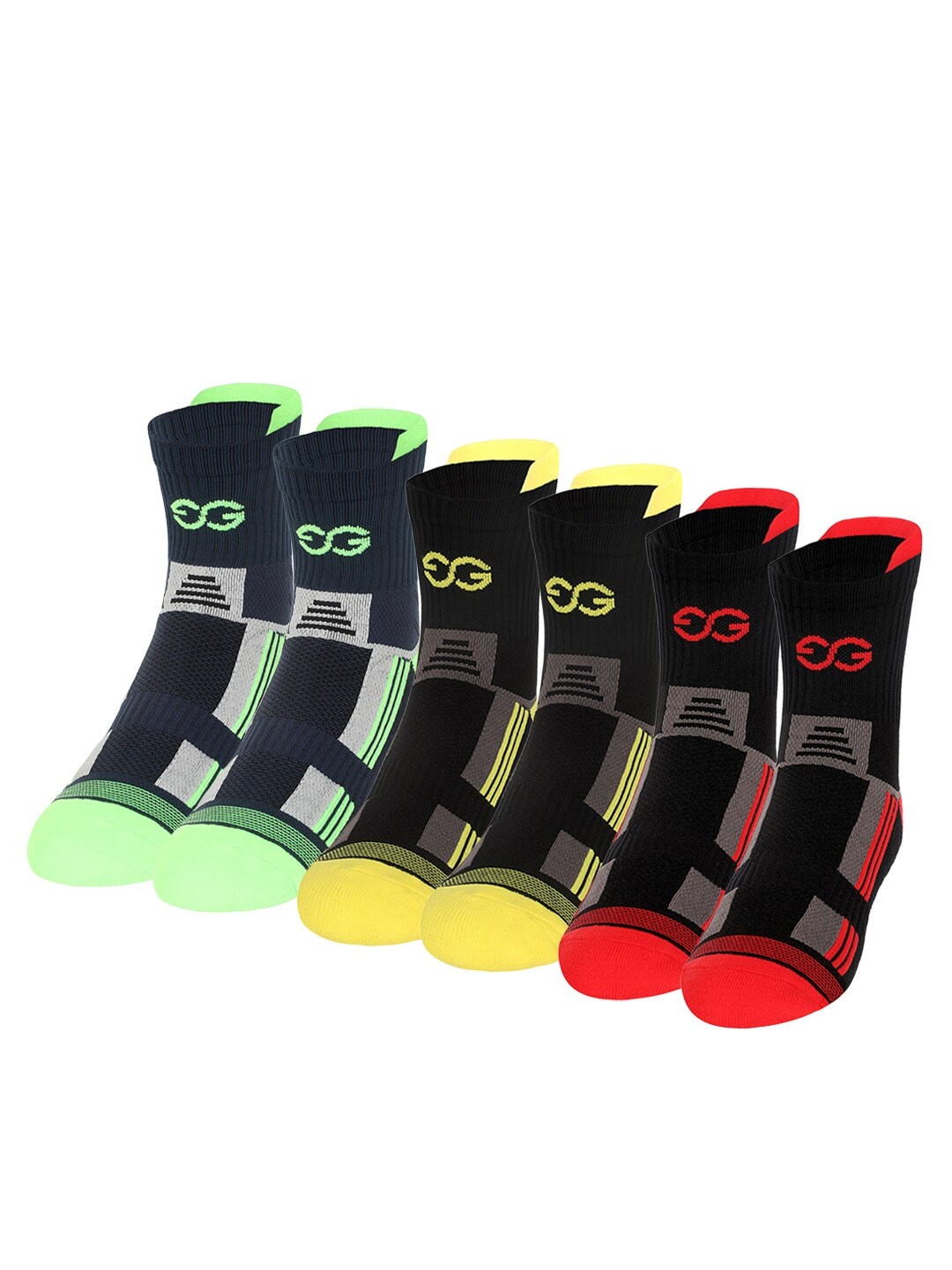 

SuperGear Men Marathon Running Pack of 3 Ankle Length Cotton Sports Socks, Yellow