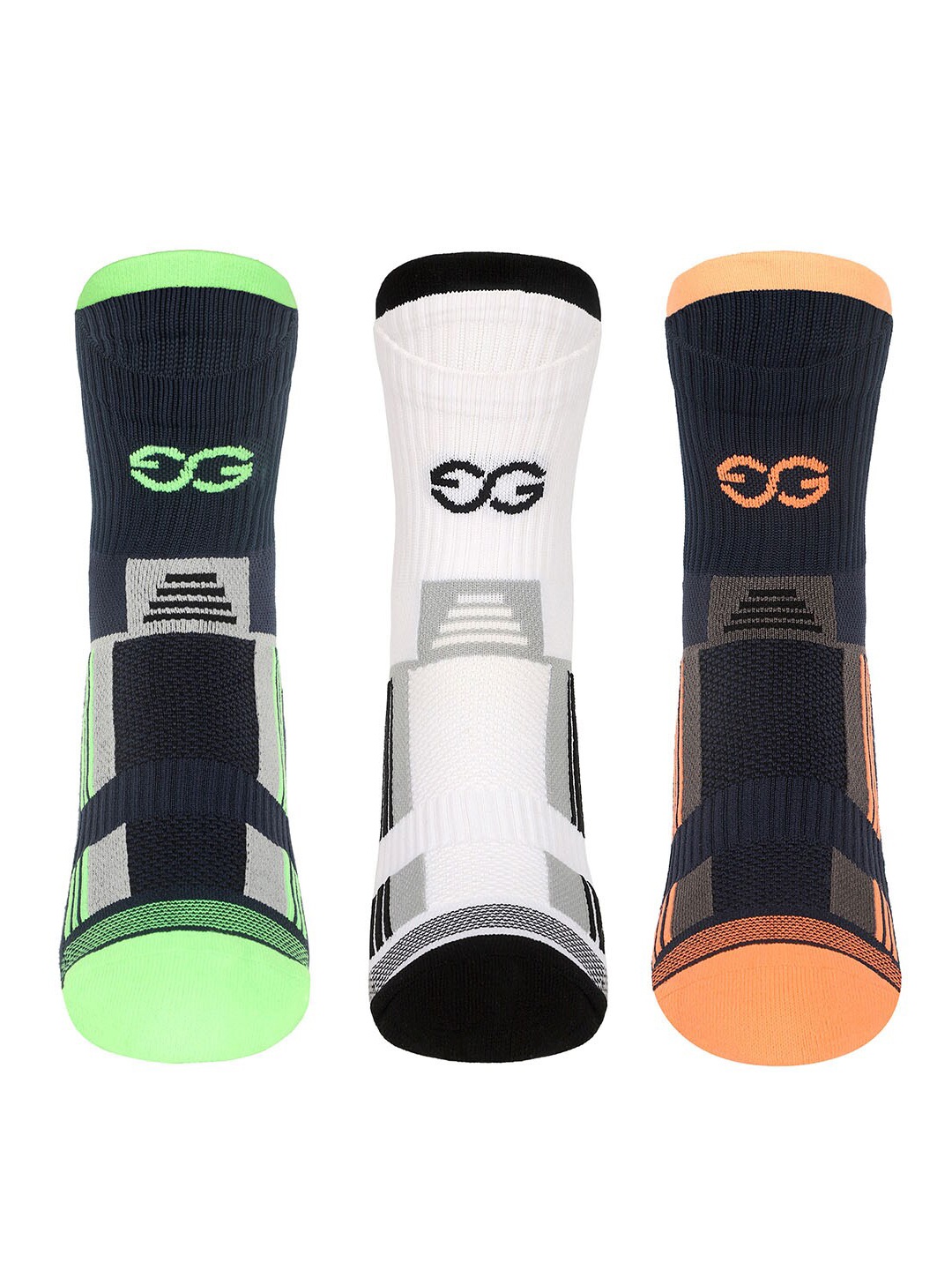 

SuperGear Men Marathon Running Pack of 3 Ankle Length Cotton Sports Socks, Multi