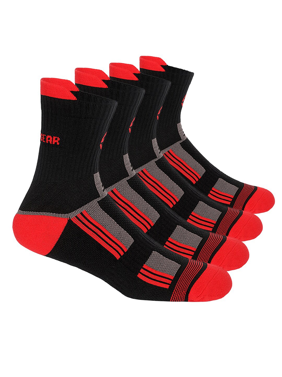 

SuperGear Men Marathon Running Pack of 2 Ankle Length Cotton Sports Socks, Red