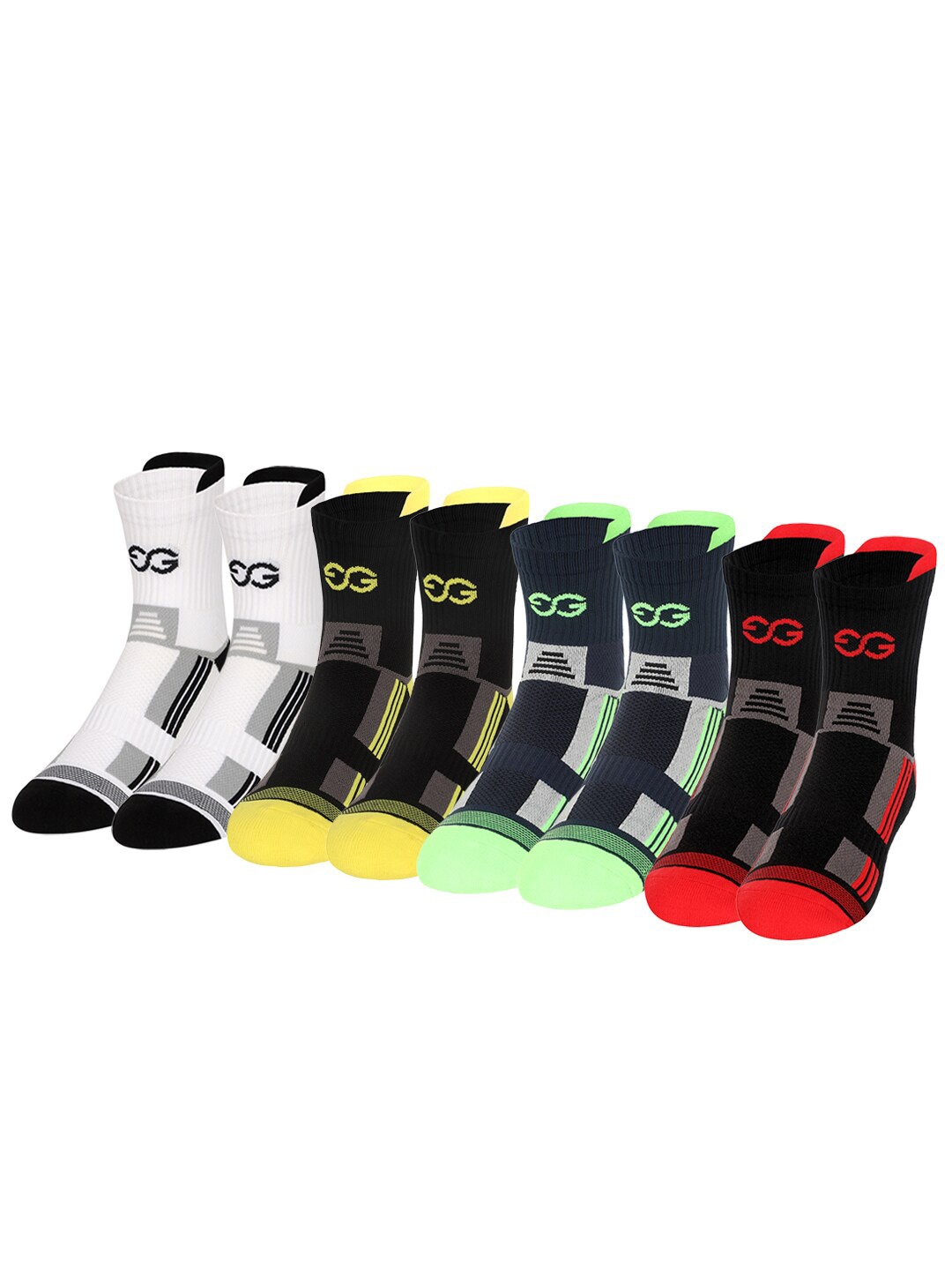 

SuperGear Men Marathon Running Pack of 4 Ankle Length Cotton Sports Socks, Multi