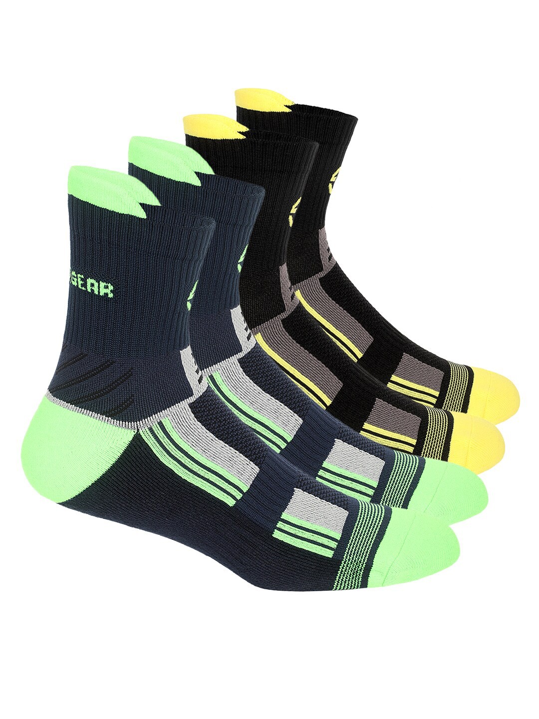 

SuperGear Men Marathon Running Pack of 2 Ankle Length Cotton Sports Socks, Green