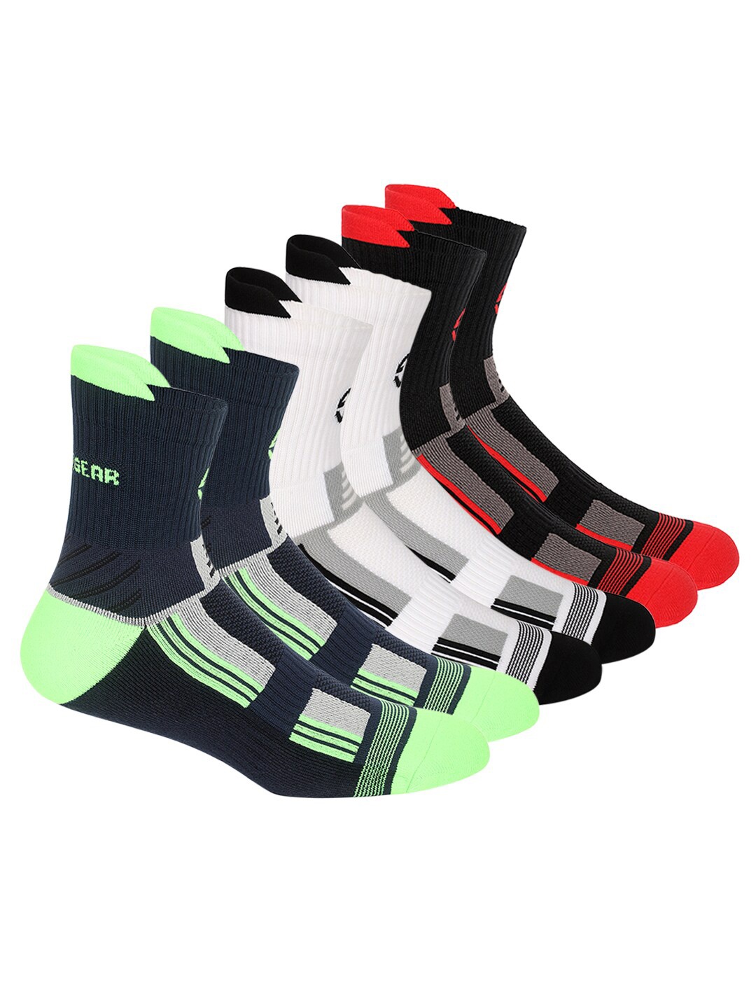 

SuperGear Men Marathon Running Pack of 3 Ankle Length Cotton Sports Socks, Green