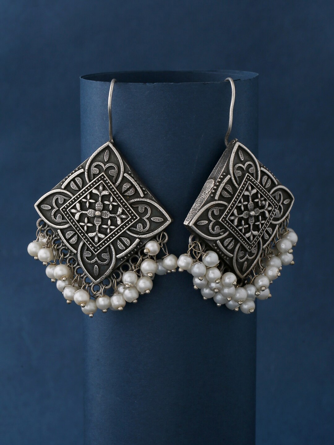 

kashwini Silver-Toned Contemporary Drop Earrings