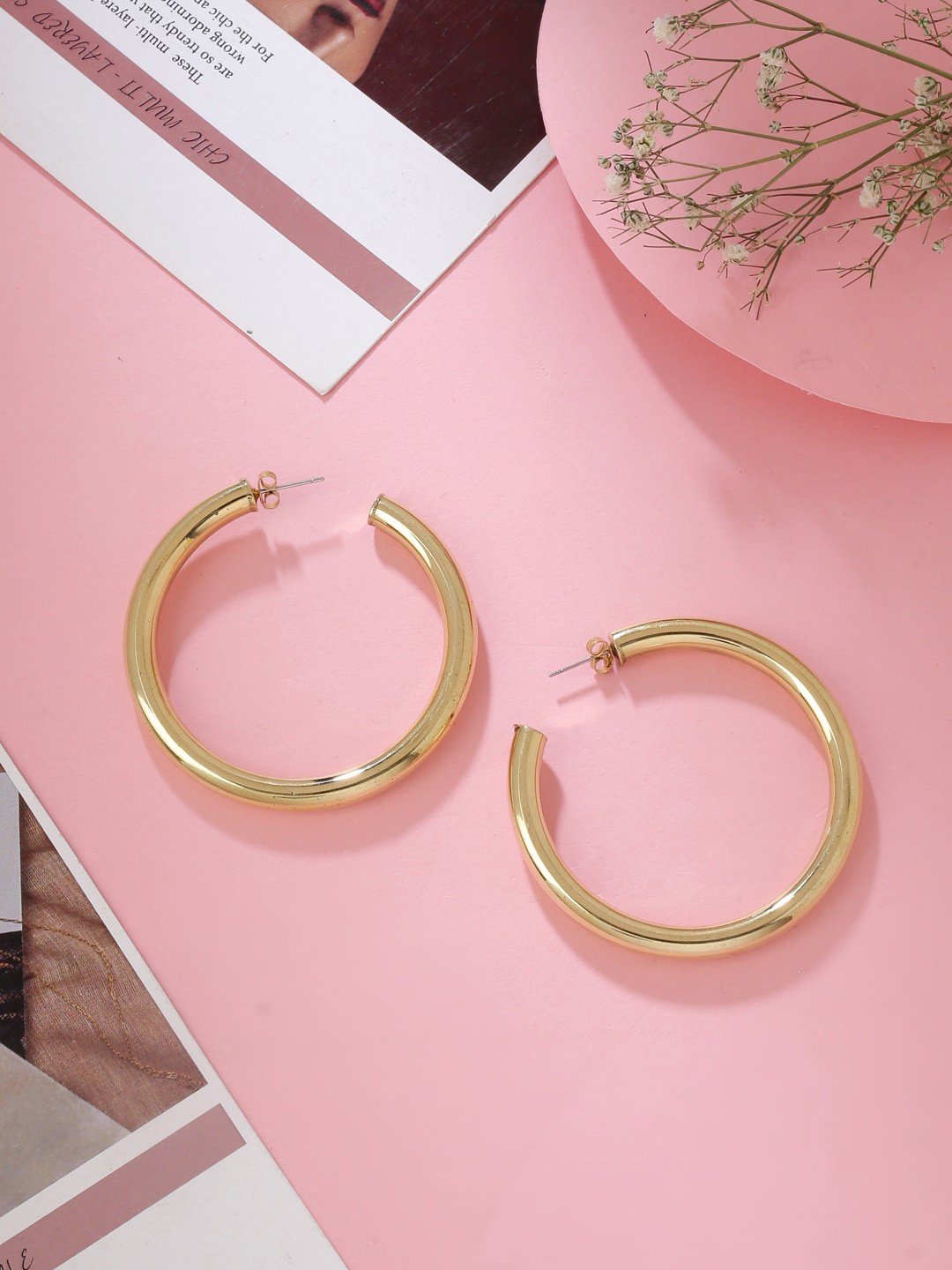 

kashwini Women Gold-Toned Contemporary Half Hoop Earrings
