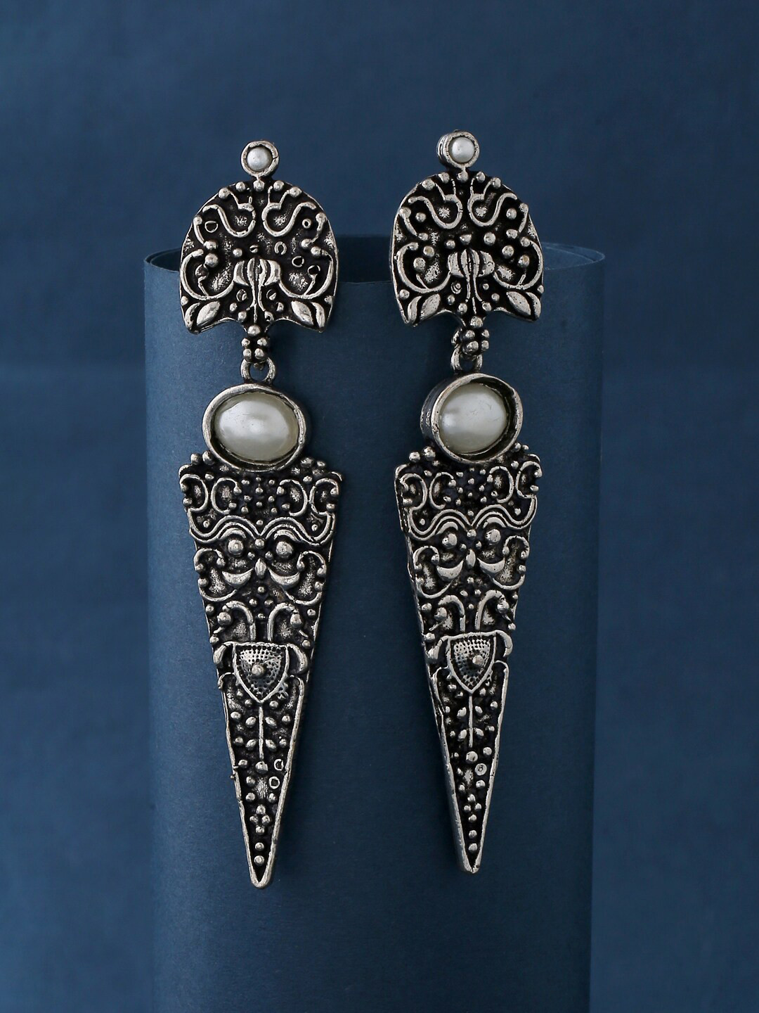 

kashwini Silver-Toned Contemporary Drop Earrings