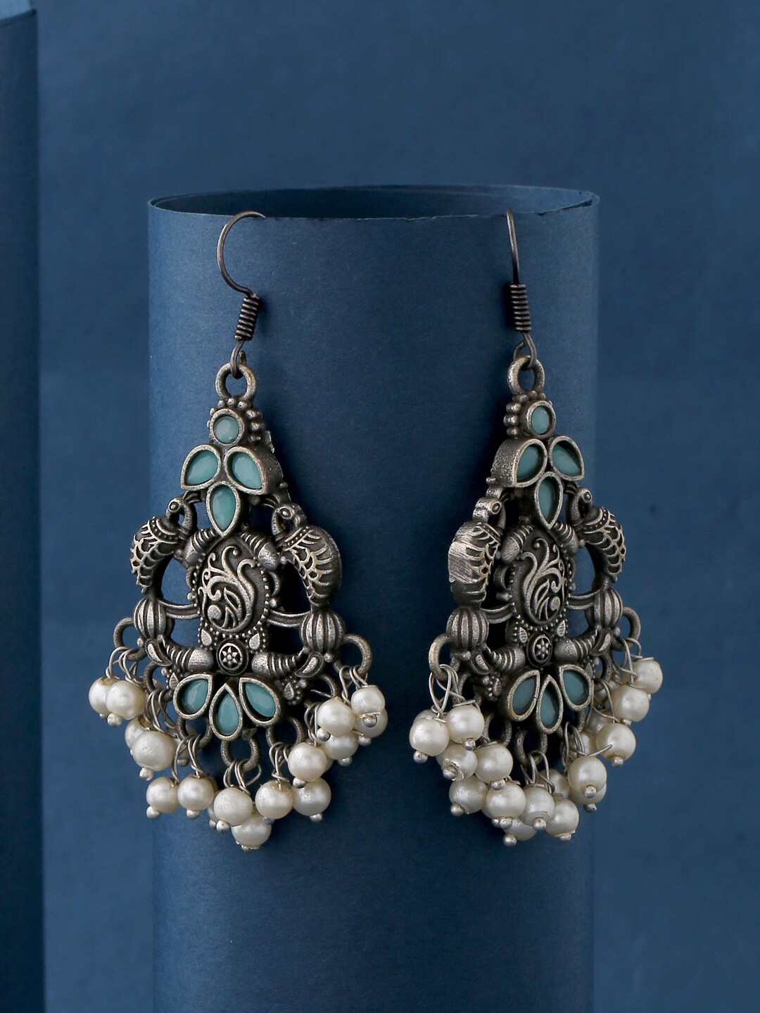 

kashwini Silver-Toned Contemporary Drop Earrings