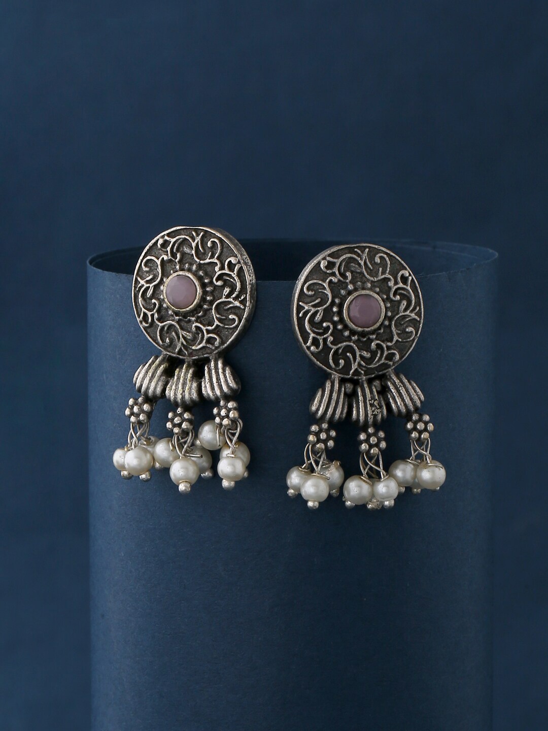

kashwini Silver-Toned Contemporary Dangle Earrings
