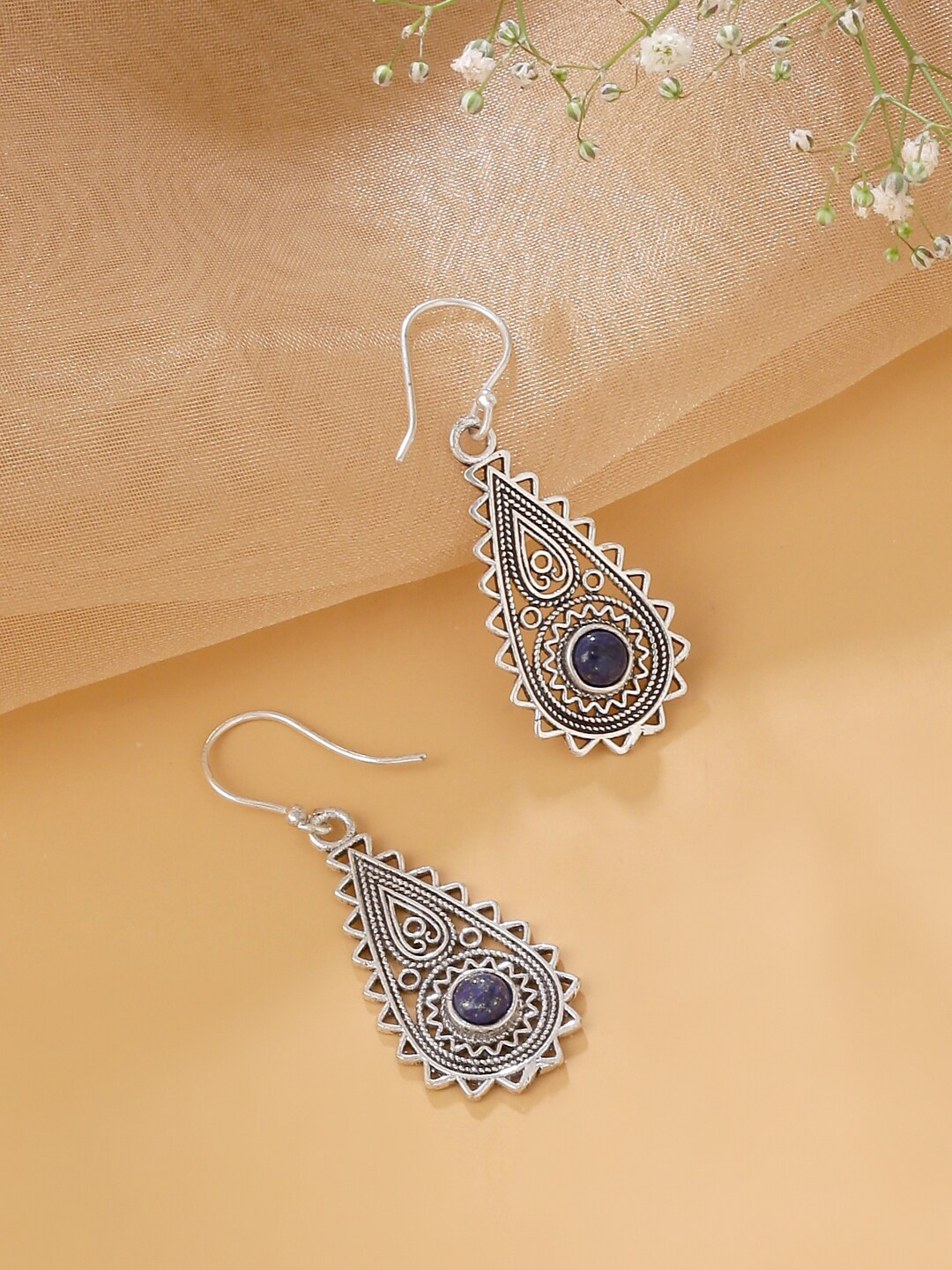 

kashwini Silver-Toned Contemporary Drop Earrings