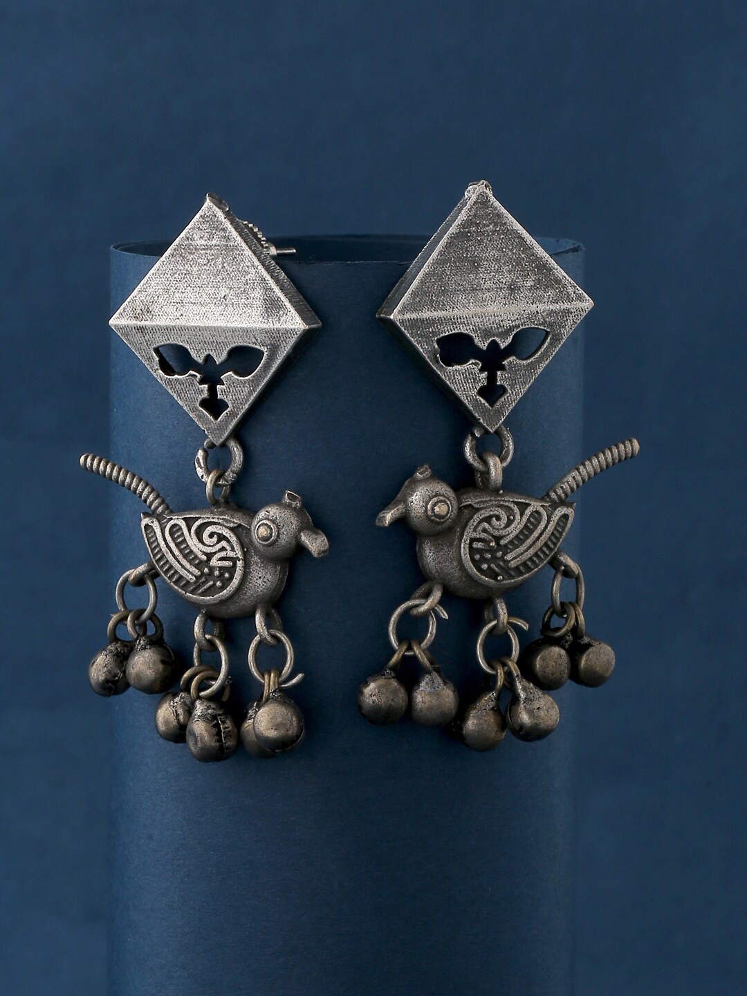 

kashwini Women Black Silver-Plated Contemporary Drop Earrings