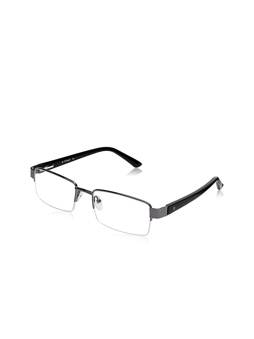 

Titan Unisex Silver-Toned & Black Half Rim Rectangle Frames