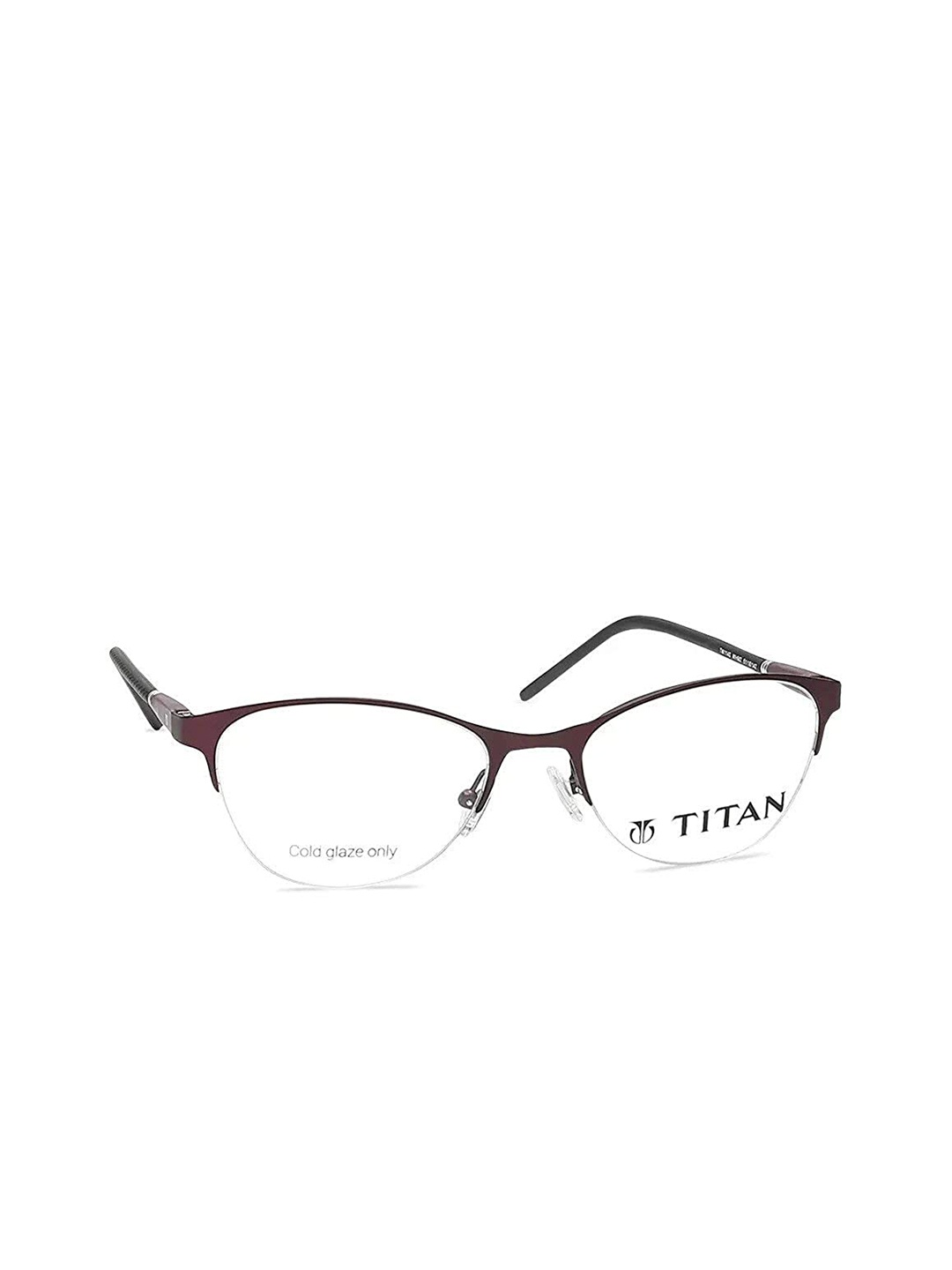 

Titan Unisex Purple & Black Half Rim Cateye Frames