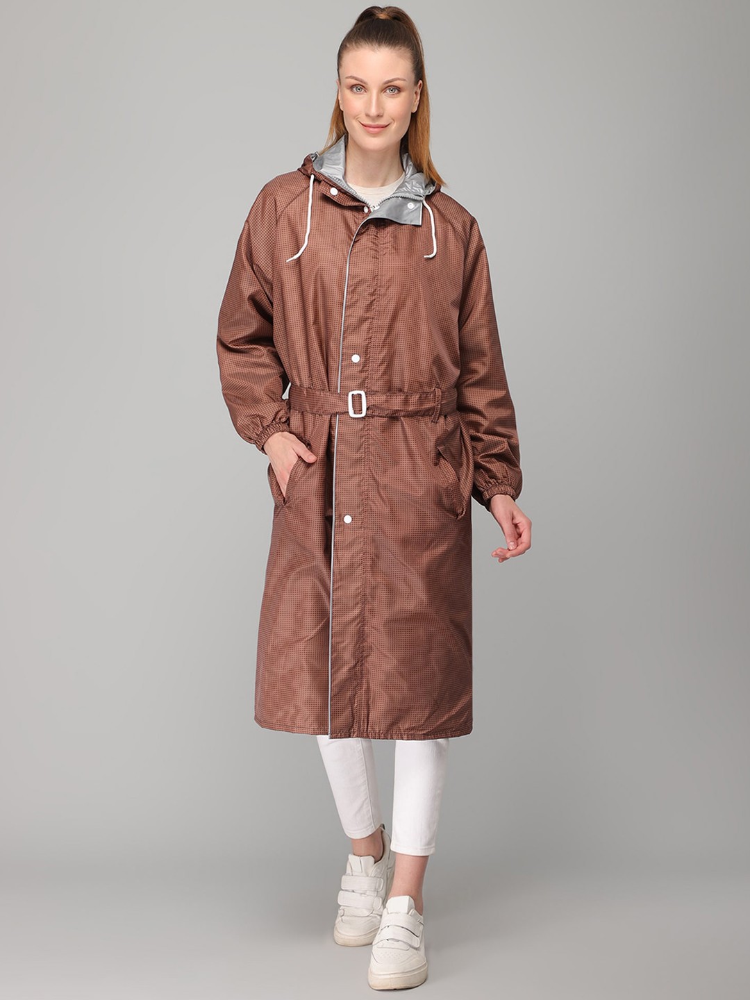 

THE CLOWNFISH Brilliant Pro Brown Solid Waterproof Long Rain Jacket
