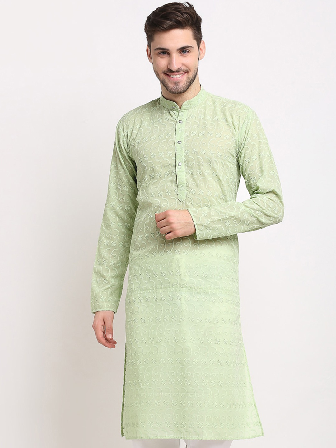 

Jompers Men Green Thread Work Kurta