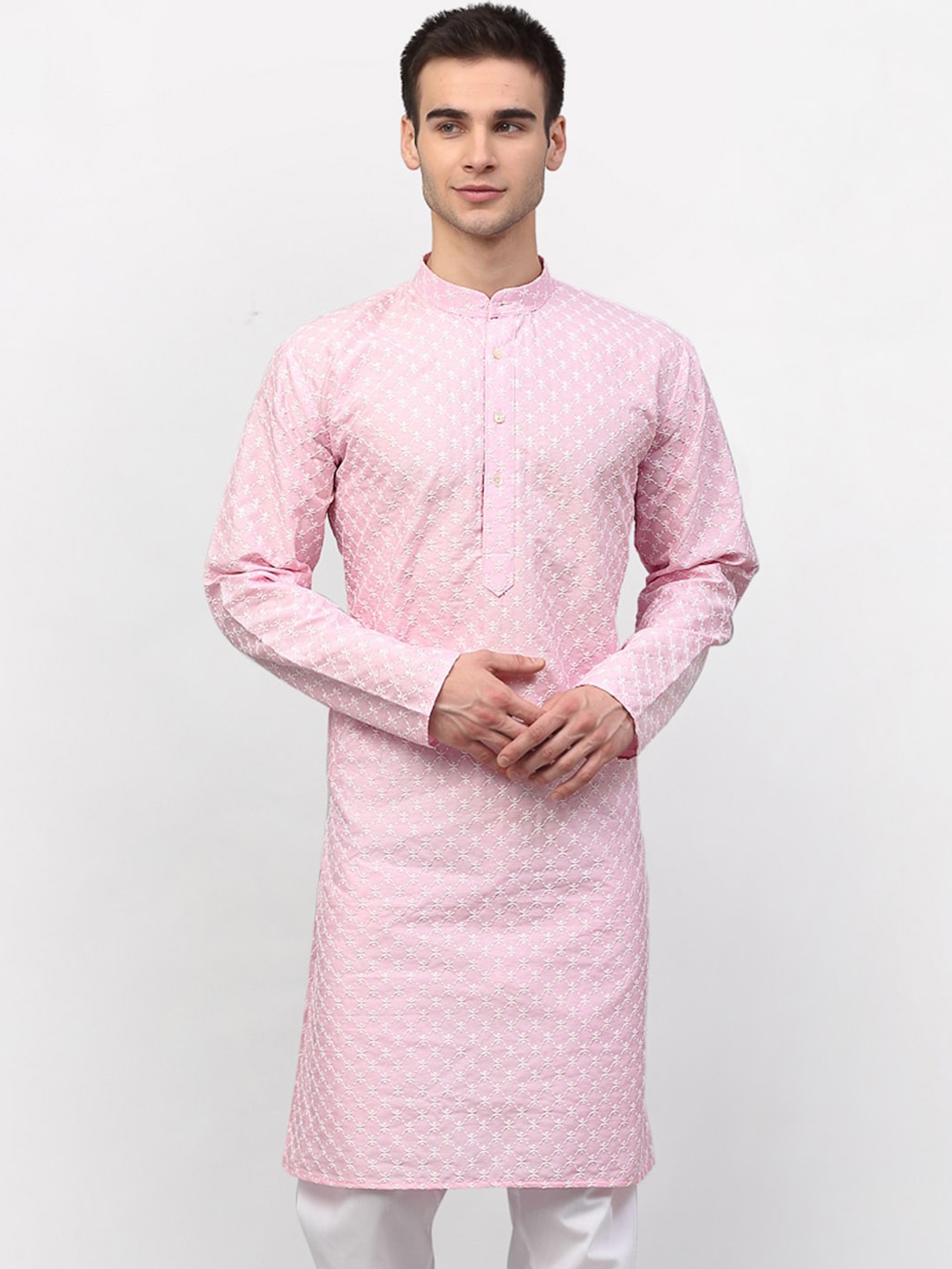 

Jompers Men Pink Thread Work Kurta