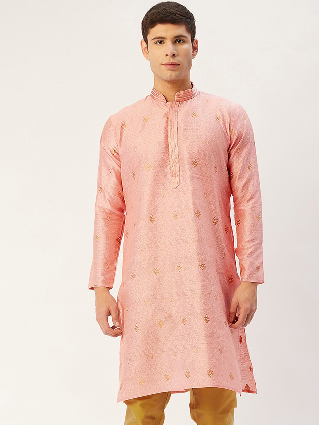 

Jompers Men Pink & chintz rose Woven Design Kurta