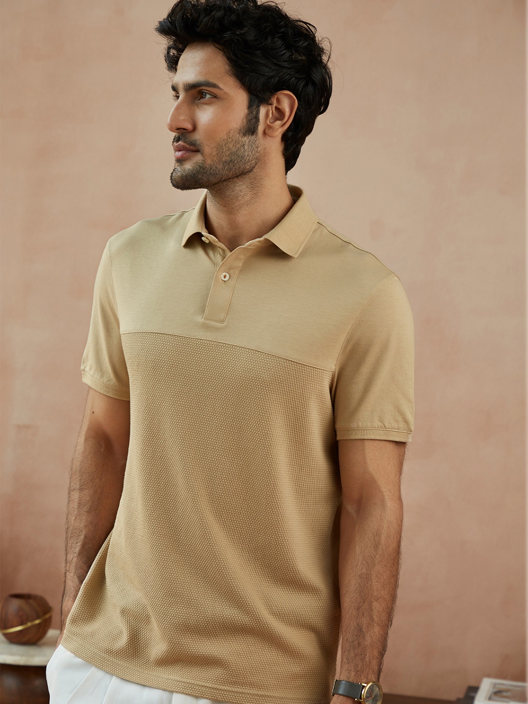 

Andamen Men Khaki Polo Collar T-shirt