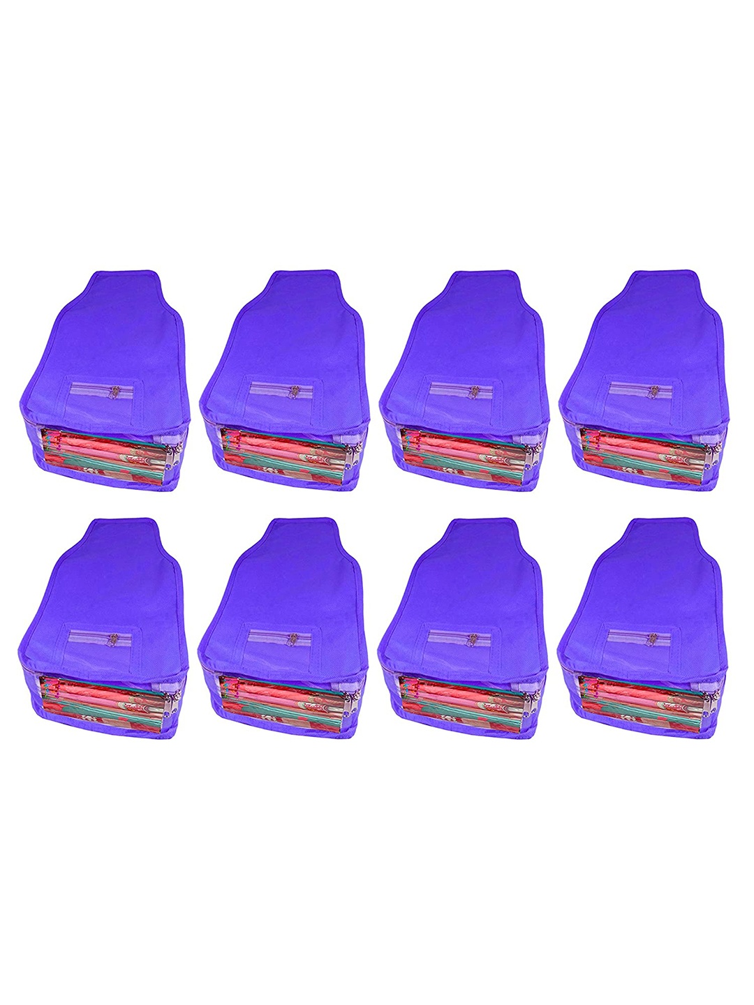 

atorakushon Set Of 8 Blue Solid Blouse Wardrobe Storage Bag Organisers