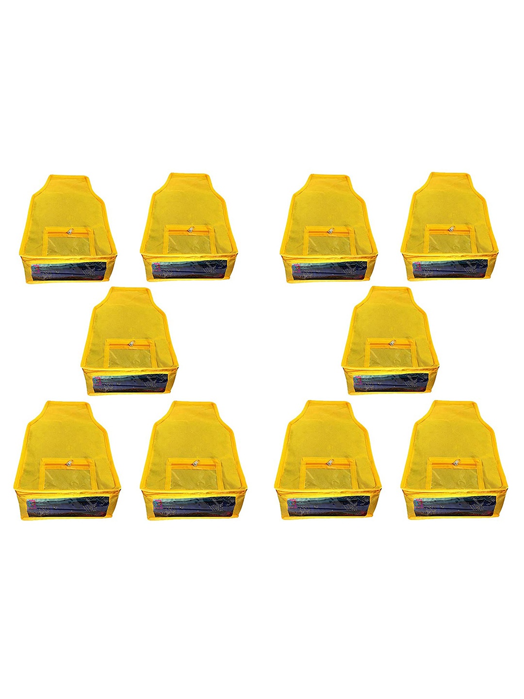atorakushon Set Of 10 Solid Non Woven Blouse Wardrobe Storage Bag, Yellow