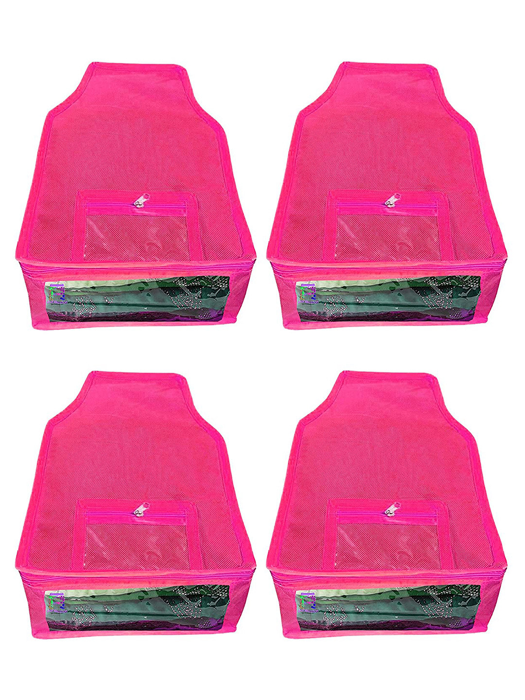 

atorakushon Set Of 4 Pink Solid Blouse Wardrobe Storage Bag Organisers