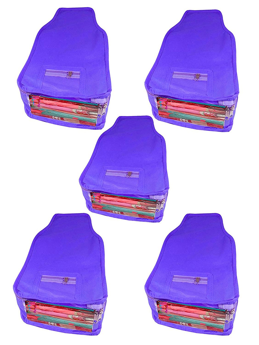 

Atorakushon Set Of 5 Blue Solid Non Woven Blouse Wardrobe Storage Bag Organisers